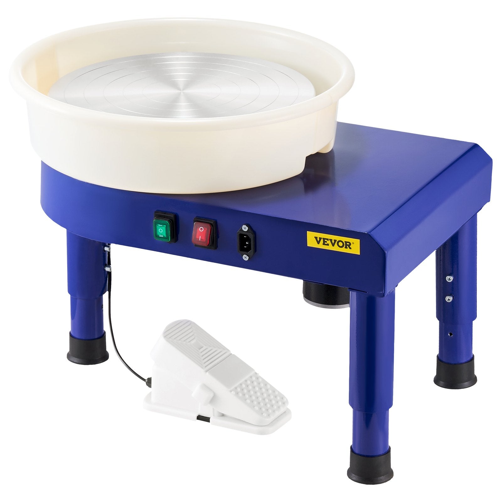 VEVOR Pottery Wheel, 35 cm Ceramic Wheel Forming Machine, 60-300 RPM Speed Adjustable Foot Pedal, Adjustable Lift Leg, Detachable Basin, Complete Tool Accessory Kit for Work Art Craft DIY, Blue 9