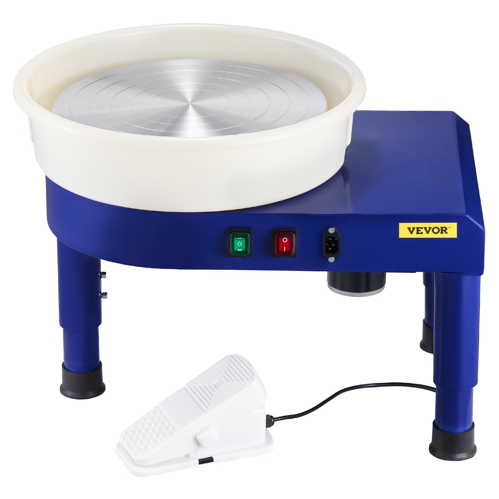 VEVOR Pottery Wheel, 35 cm Ceramic Wheel Forming Machine, 60-300 RPM Speed Adjustable Foot Pedal, Adjustable Lift Leg, Detachable Basin, Complete Tool Accessory Kit for Work Art Craft DIY, Blue 10