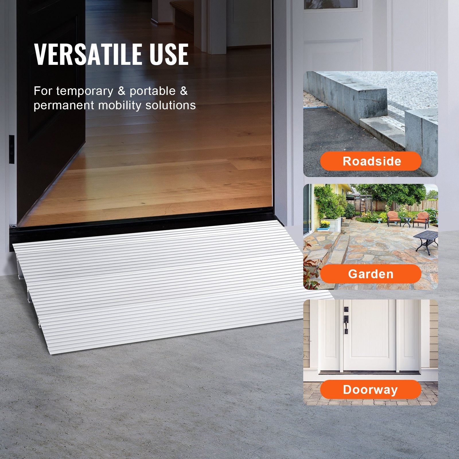 VEVOR Door Threshold Ramp, 3" Rise, 800 lbs Load Capacity, Door Ramp for Wheelchairs, Aluminum Threshold Ramp for Doorways, Adjustable Modular Threshold Ramp for Wheelchairs, Scooters, Power Chairs 6