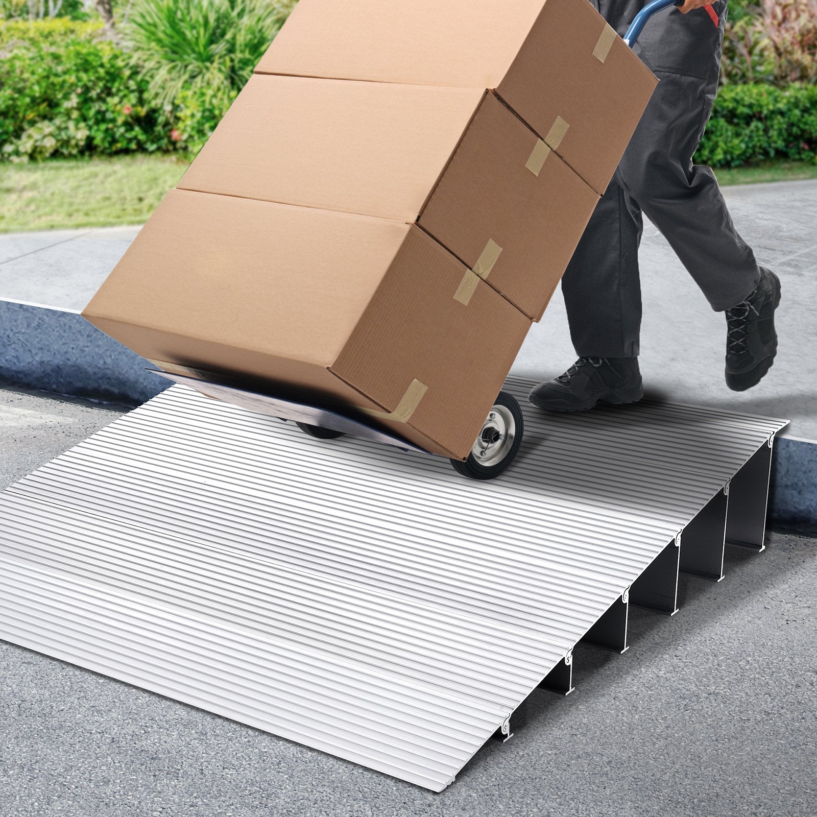 VEVOR Door Threshold Ramp, 6" Rise, 800 lbs Load Capacity, Door Ramp for Wheelchairs, Aluminum Threshold Ramp for Doorways, Adjustable Modular Threshold Ramp for Wheelchairs, Scooters, Power Chairs 8