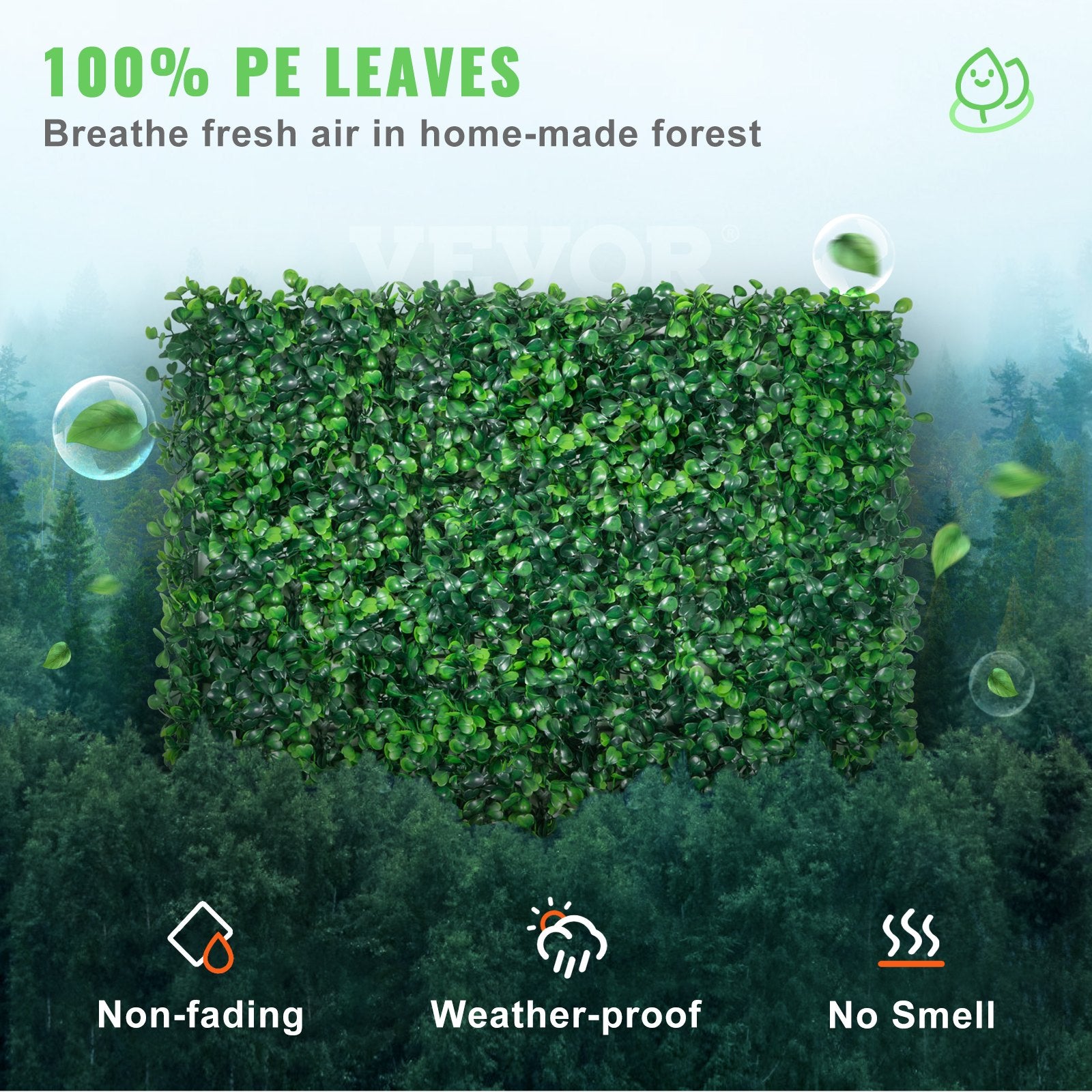 VEVOR 12PCS 10x10 inch Artificial Boxwood Panels, Boxwood Hedge Wall Mat,Artificial Grass Backdrop Wall, Privacy Hedge Screen UV Protected for Outdoor Indoor Garden Fence Backyard 3