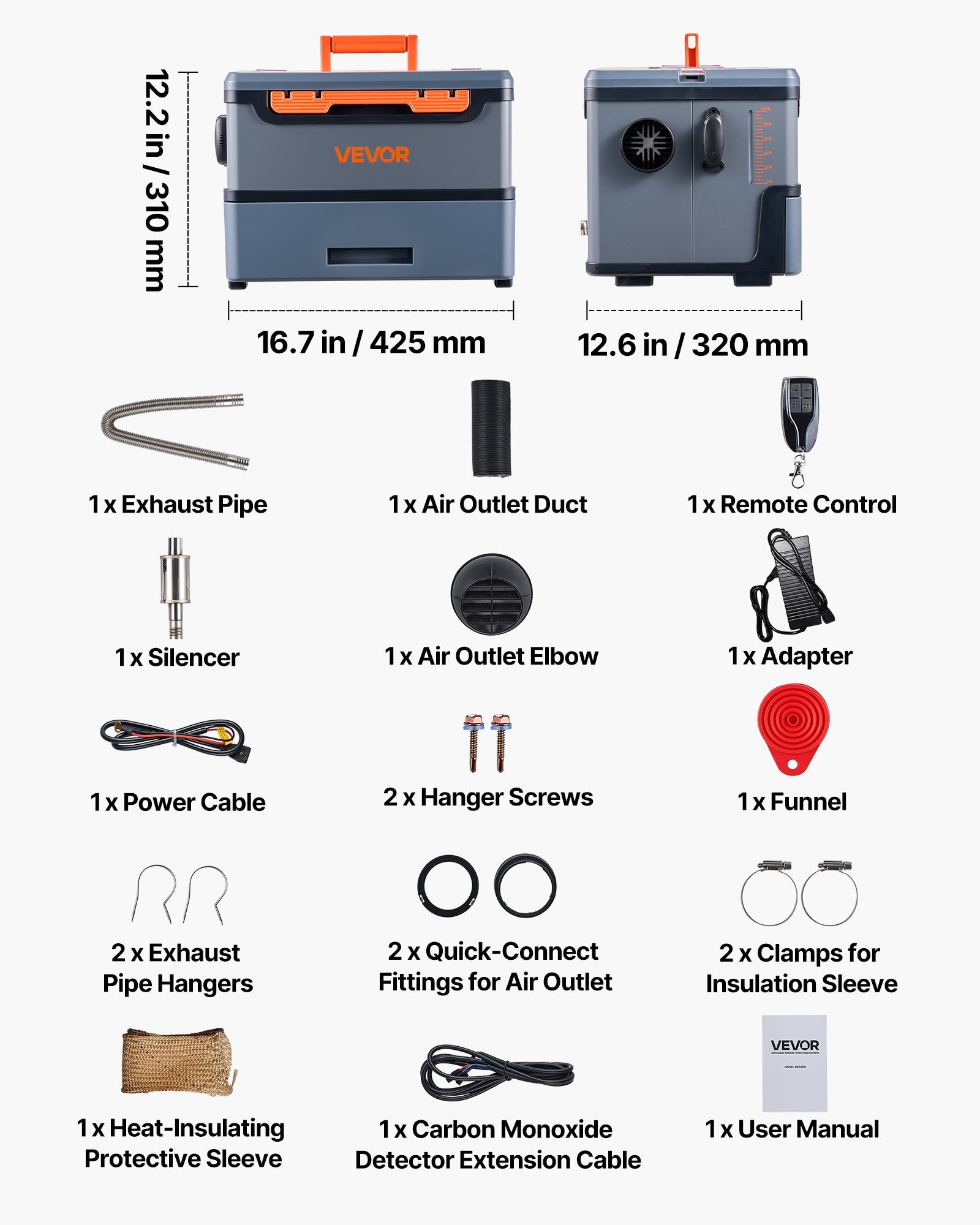 VEVOR Diesel Heater, 8KW, DC 12V/24V, All in One Portable Diesel Air Heater with Bluetooth APP Control, Remote Control and LCD Screen, 5 L Fuel Tank for Trucks, Vans, RVs, Campers, and Garages 7
