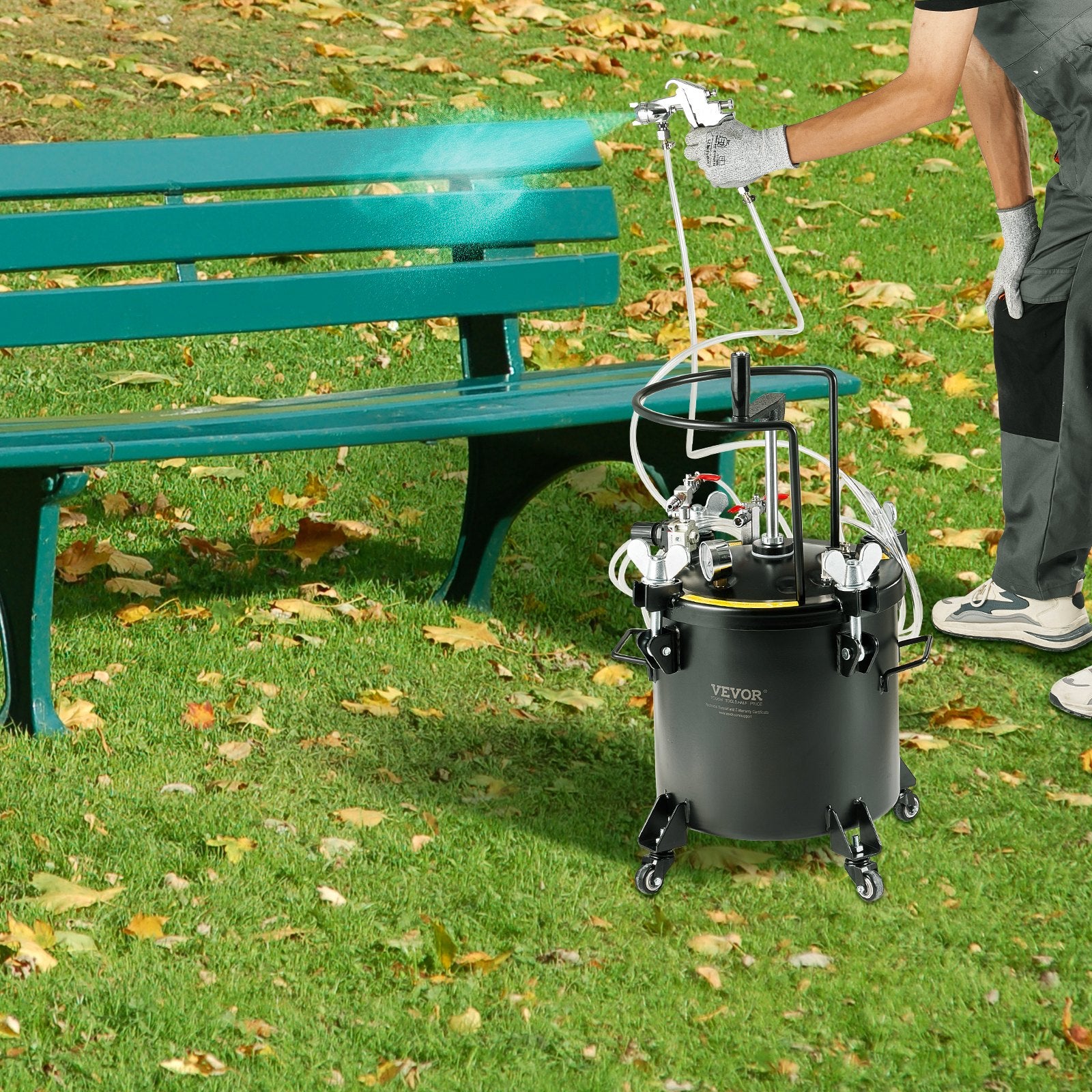 VEVOR Spray Paint Pressure Pot Tank 20L/5gal with Casters Leak Repair Sealant 8