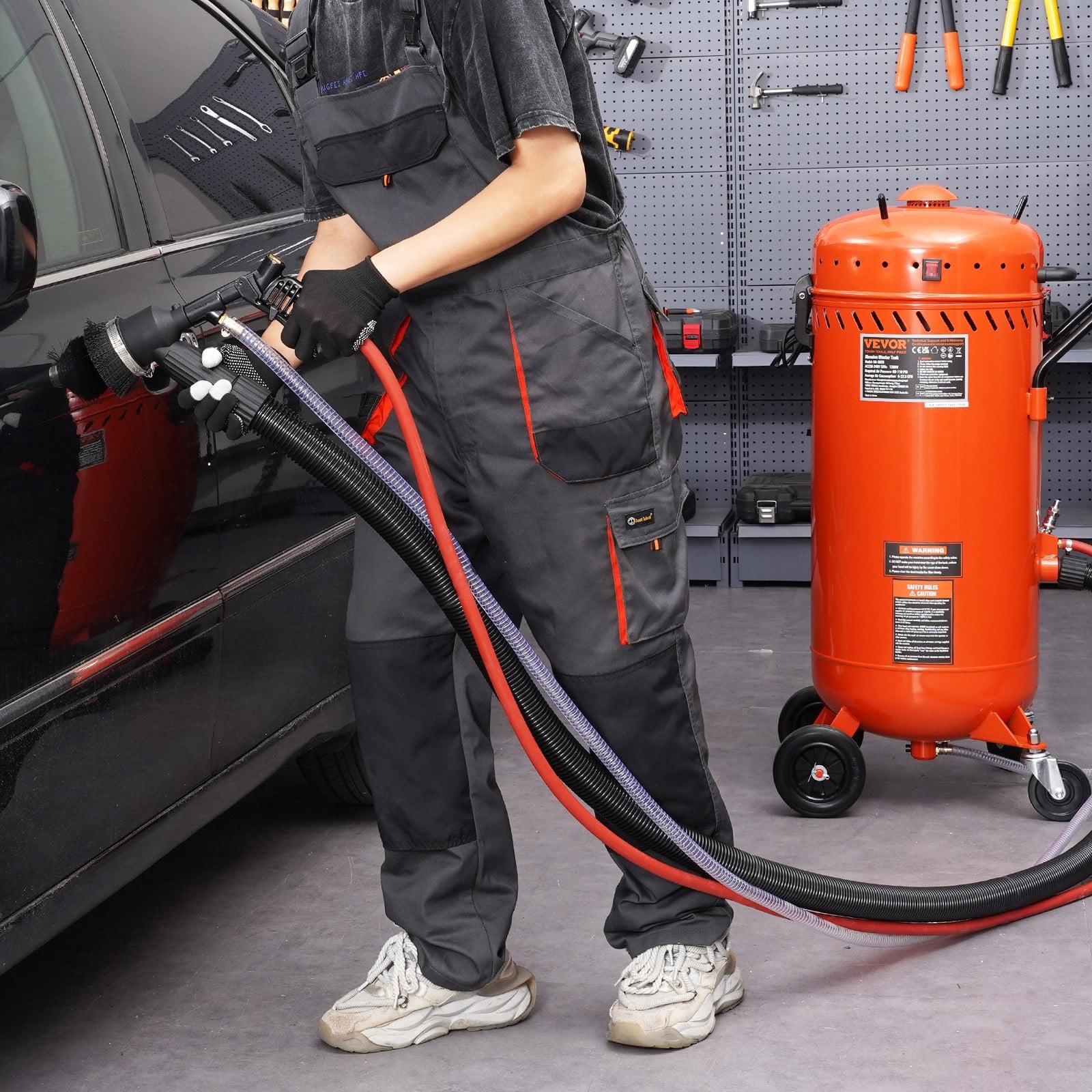 VEVOR 28 Gallon Vacuum Sand Blaster, Dustless Sandblaster with Built-in 1200W Vacuum System for Dust Control and Abrasive Recycle, 60-110 PSI Heavy Duty Abrasive Blasting Machine 8