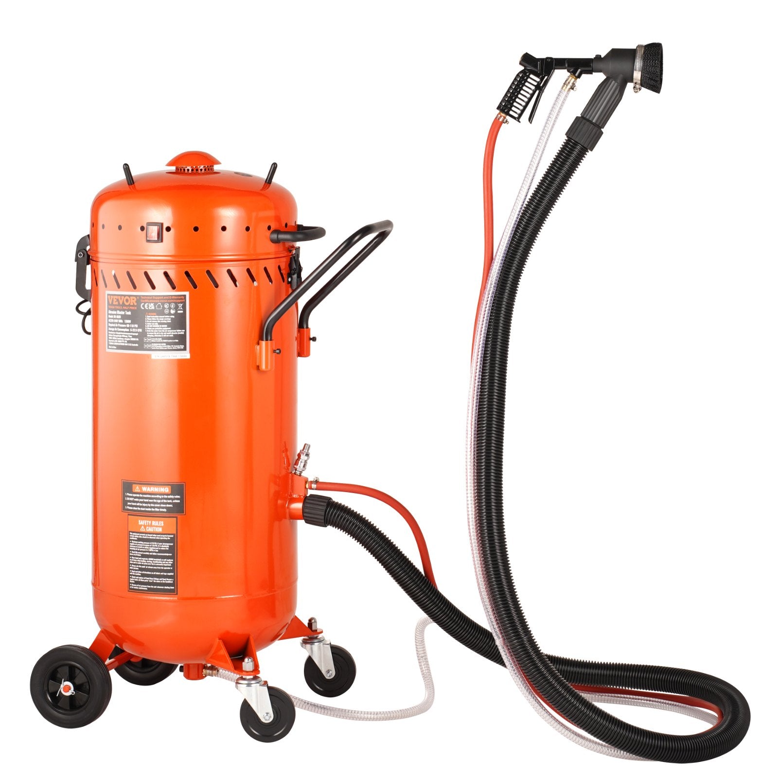 VEVOR 28 Gallon Vacuum Sand Blaster, Dustless Sandblaster with Built-in 1200W Vacuum System for Dust Control and Abrasive Recycle, 60-110 PSI Heavy Duty Abrasive Blasting Machine 11