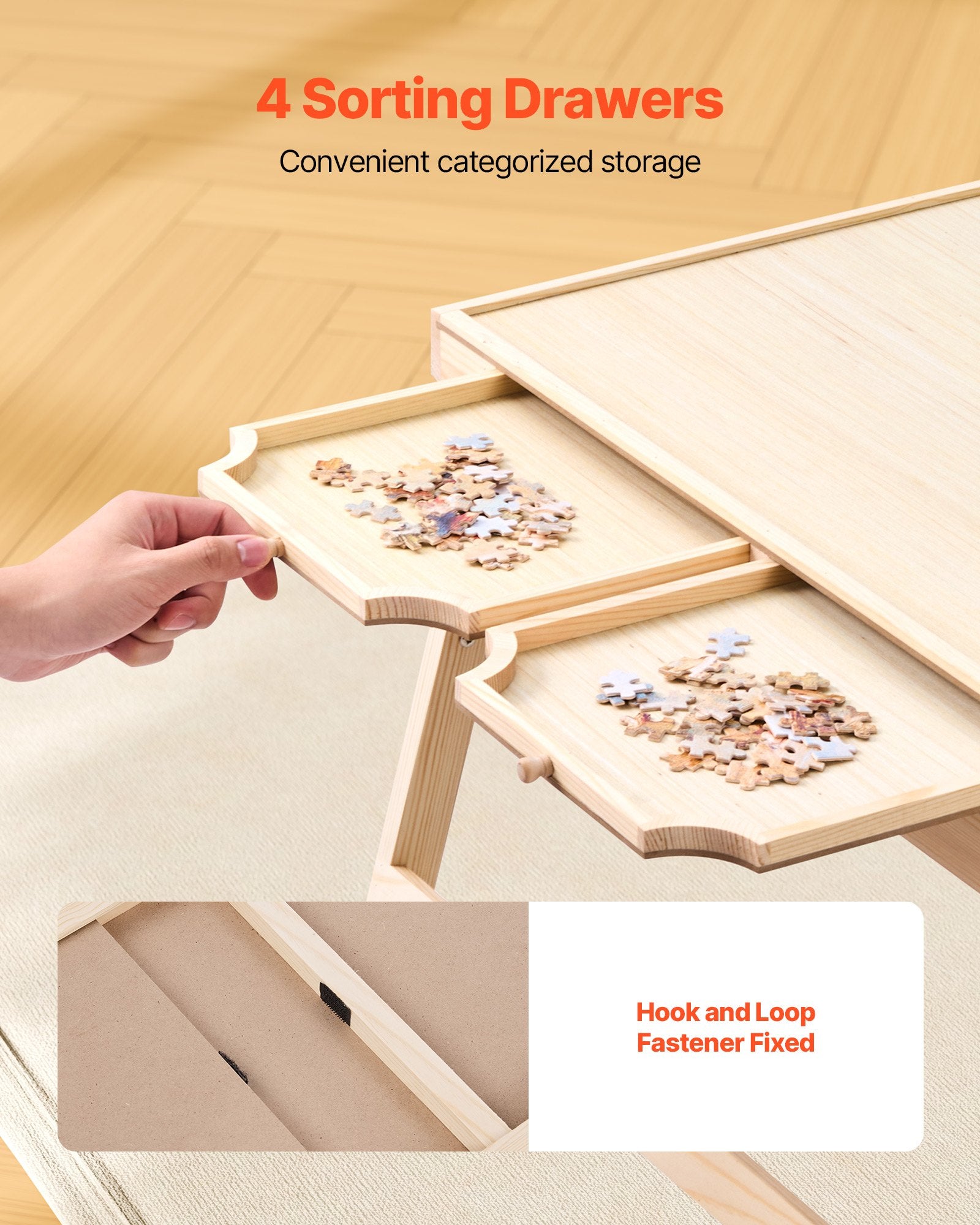 VEVOR 1500 Piece Puzzle Board with Folding Leg Portable Wooden Jigsaw 86x63cm 6