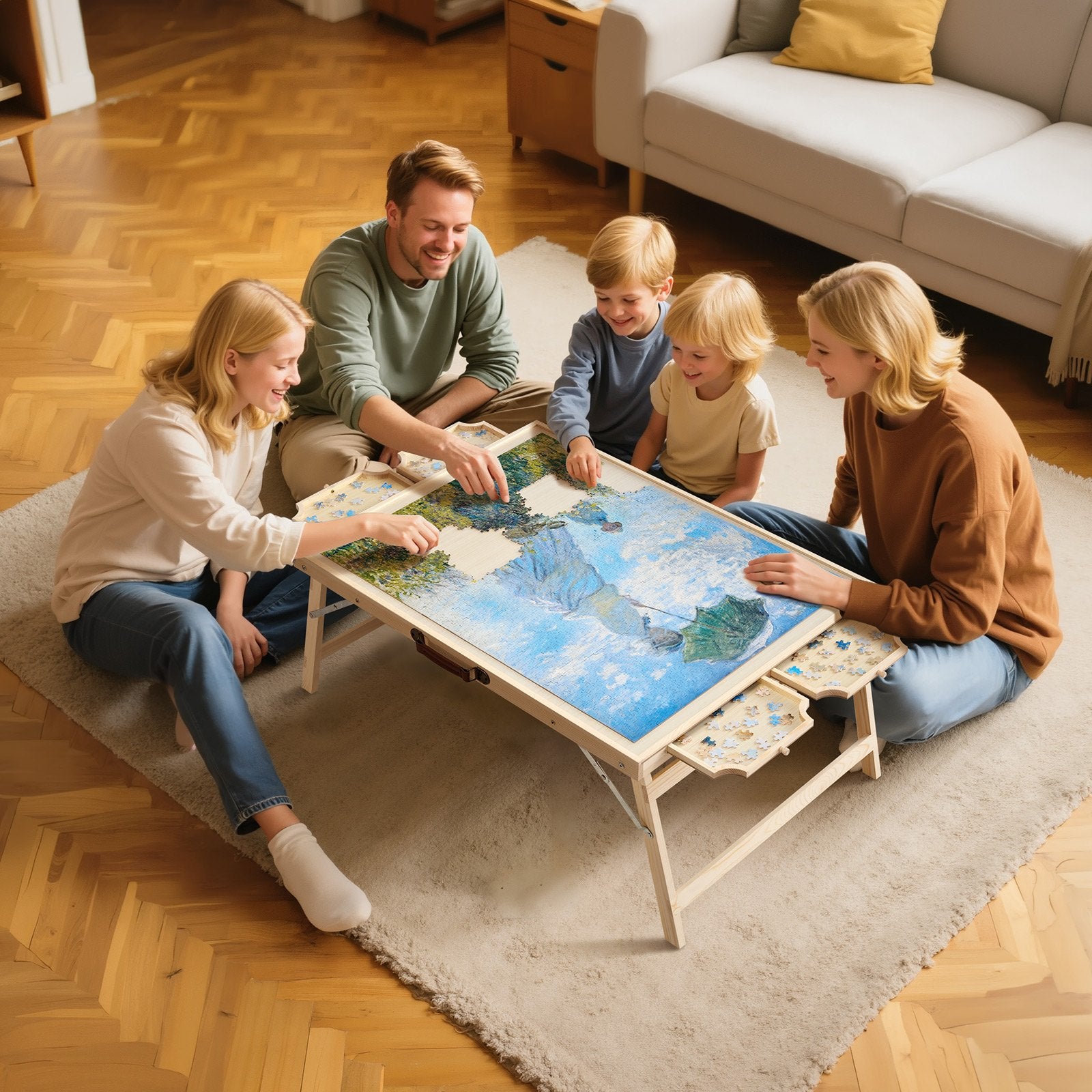 VEVOR 1500 Piece Puzzle Board with Folding Leg Portable Wooden Jigsaw 86x63cm 8