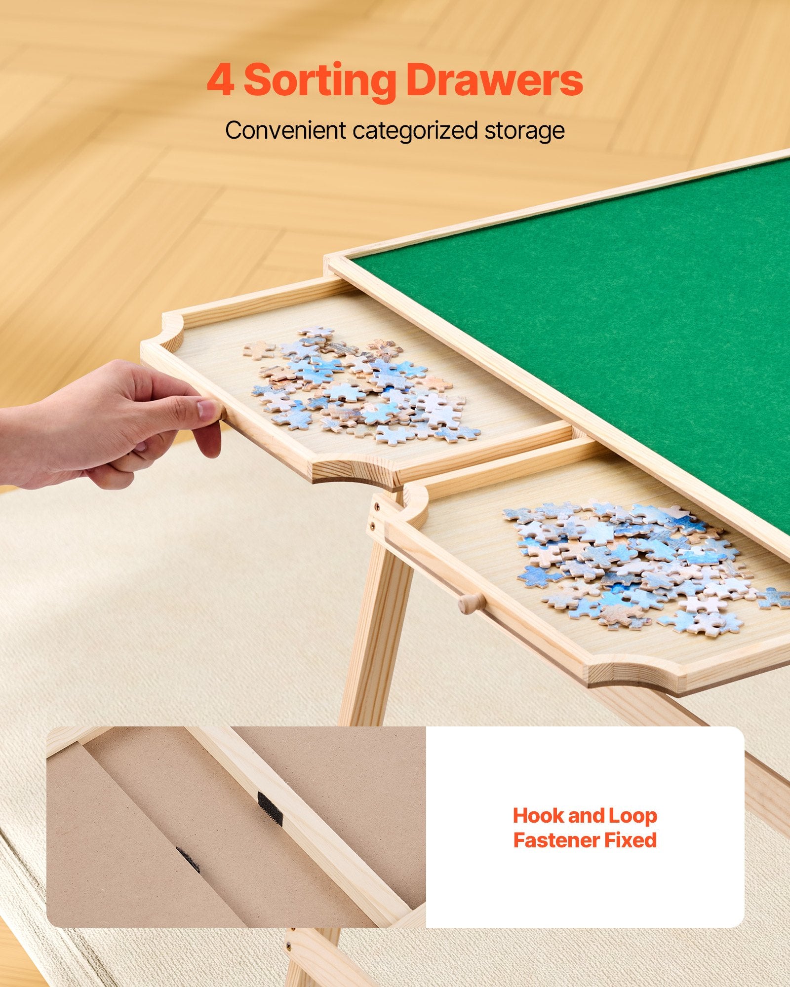 VEVOR 1500 Piece Puzzle Board with Folding Leg Portable Wooden Jigsaw 86x63cm 6