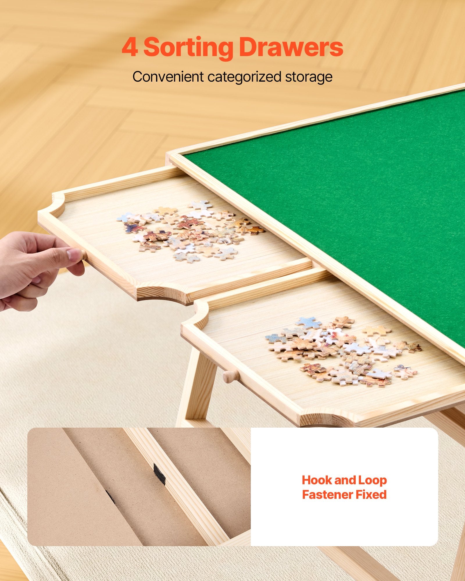 VEVOR 1500 Piece Puzzle Board with Folding Leg Portable Wooden Jigsaw 86x63cm 6