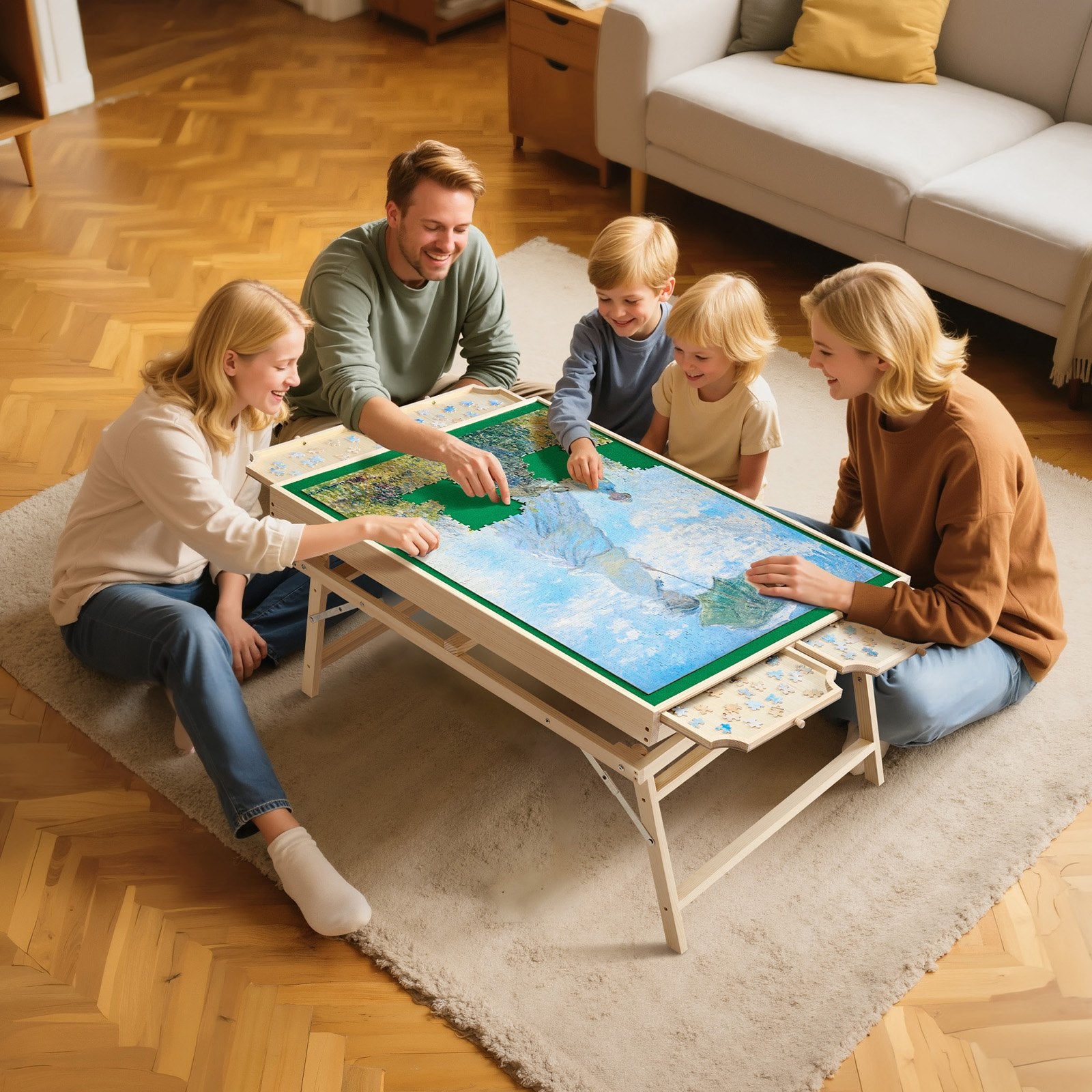 VEVOR 1500 Piece Puzzle Board with Folding Leg Portable Wooden Jigsaw 86x63cm 8