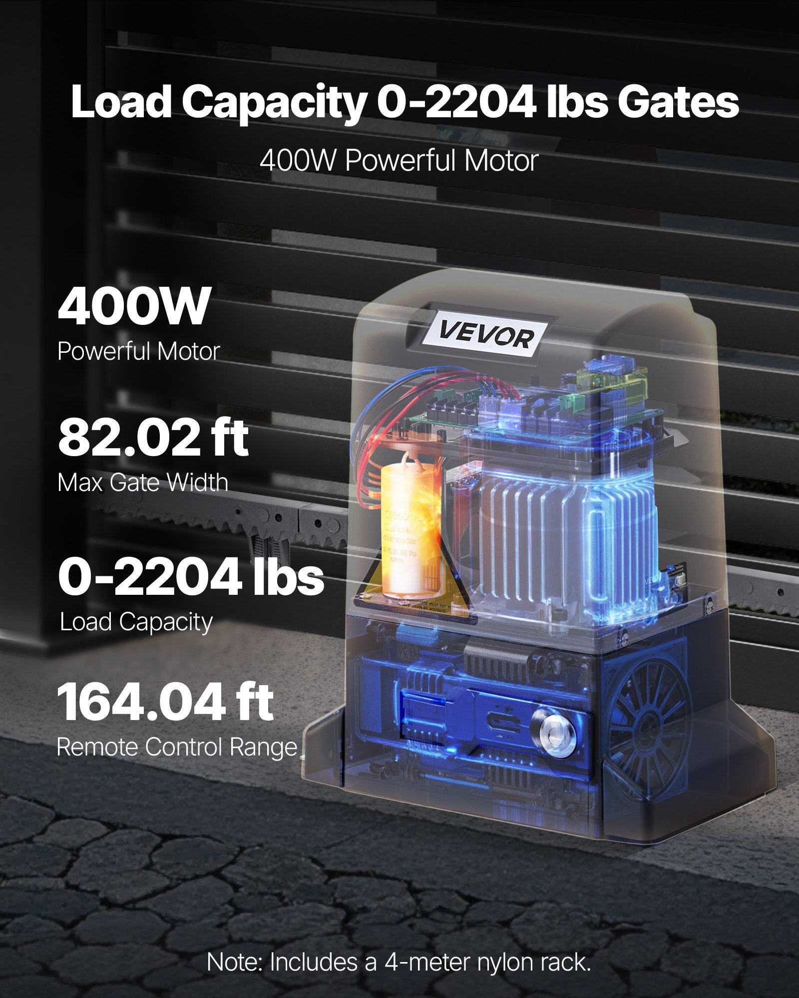 VEVOR 400W Electric Sliding Gate Opener 1000kg Chain Drive Infrared Sensor