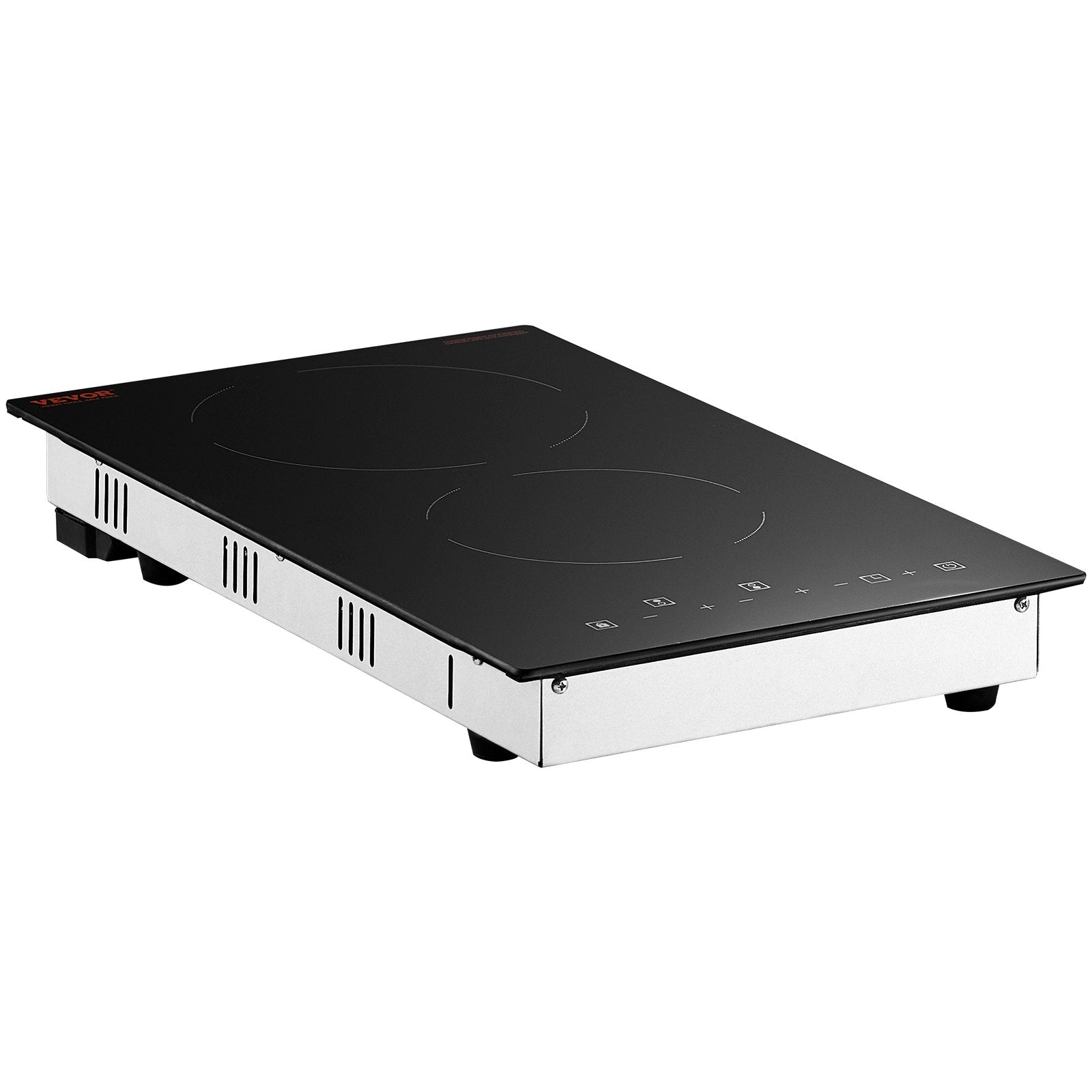 VEVOR Electric Cooktop, 12 inch 2 Burners Built-in Electric Stove Top, 3000W Ceramic Radiant Cooktop with Glass Panel, Touch Control, Timer, Child Lock, 9 Heat Level, Residual Heat Indicator, 220-240V