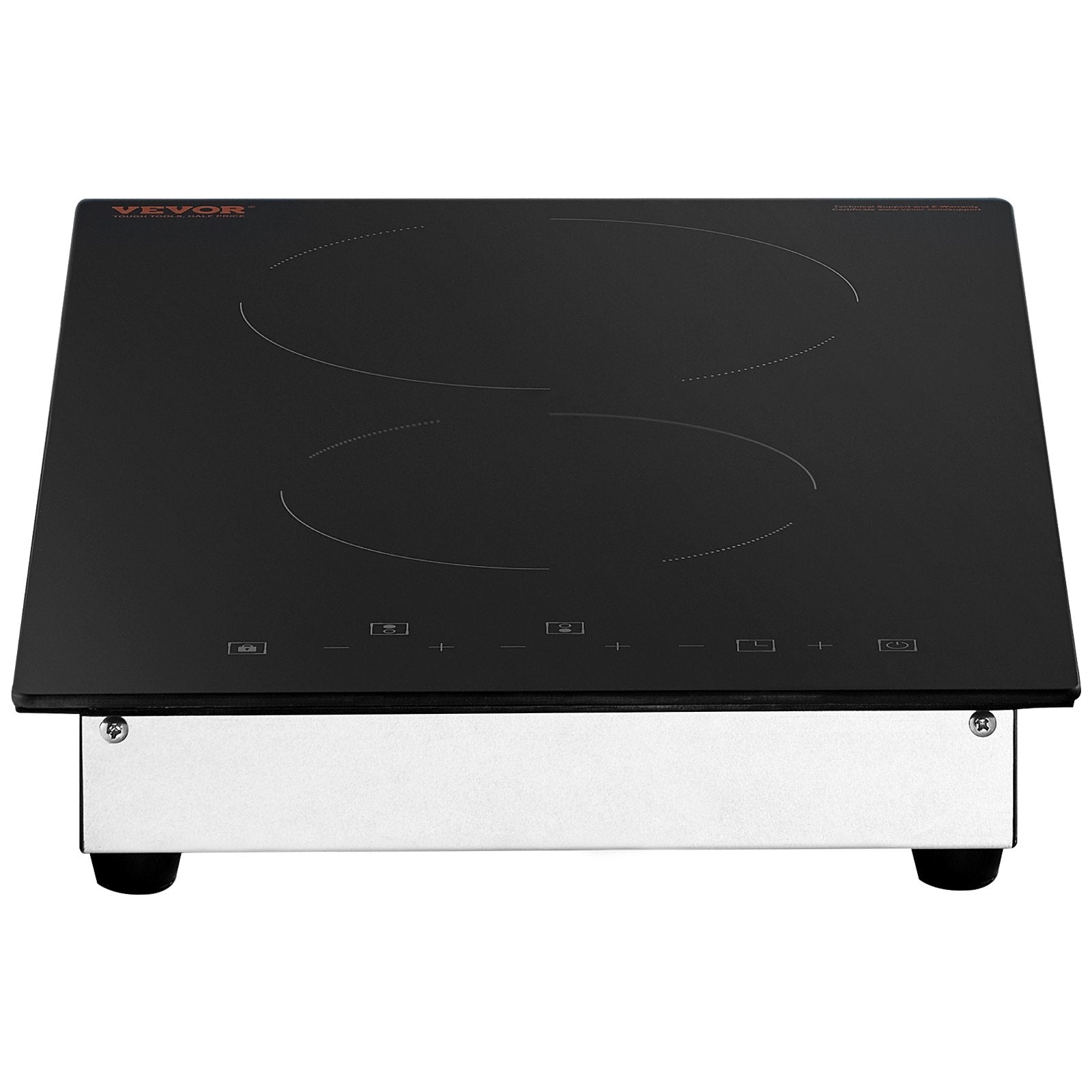 VEVOR Electric Cooktop, 12 inch 2 Burners Built-in Electric Stove Top, 3000W Ceramic Radiant Cooktop with Glass Panel, Touch Control, Timer, Child Lock, 9 Heat Level, Residual Heat Indicator, 220-240V 10