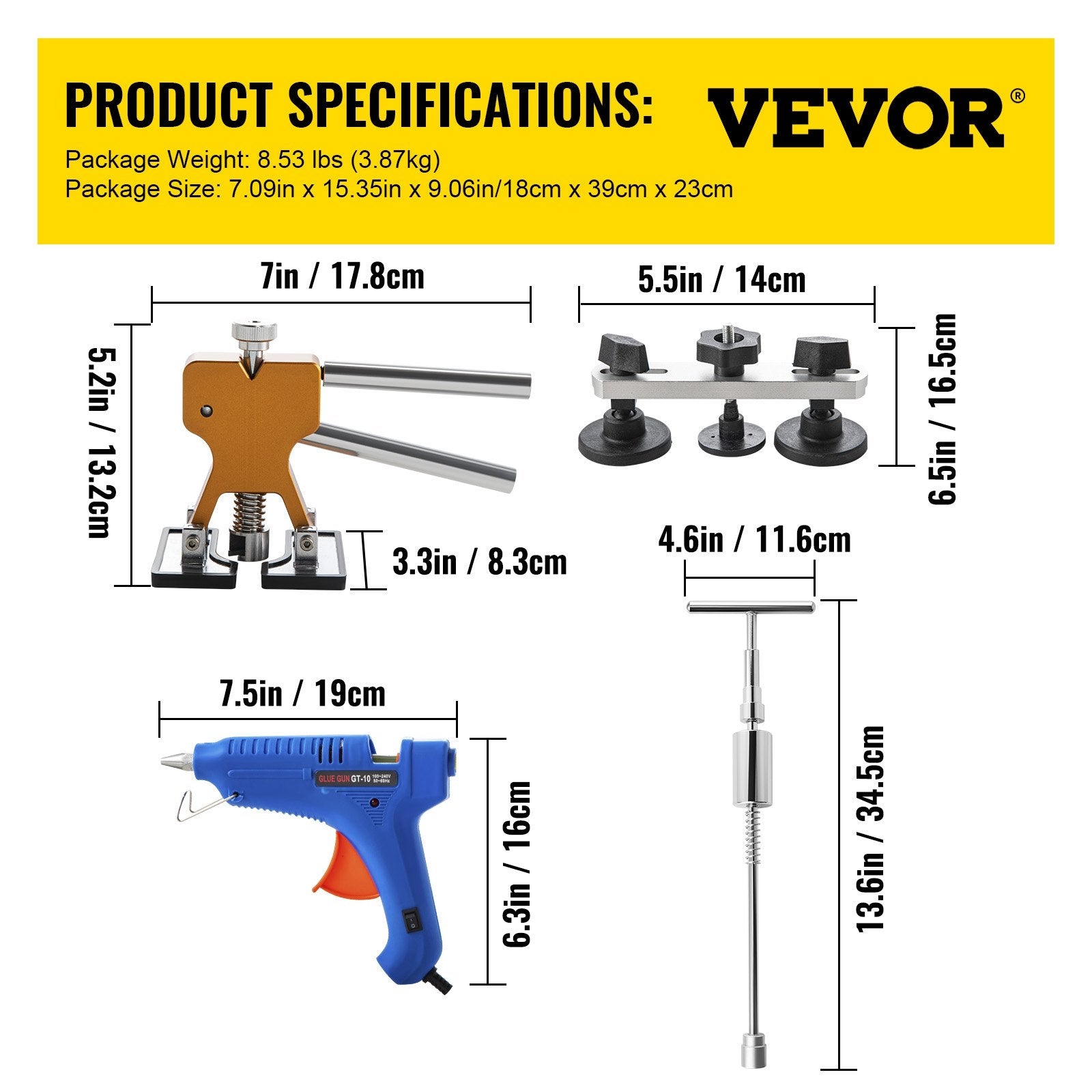 VEVOR Paintless Dent Repair Tools Hail Damage Remover 89 Pcs Body Dent Removal 6