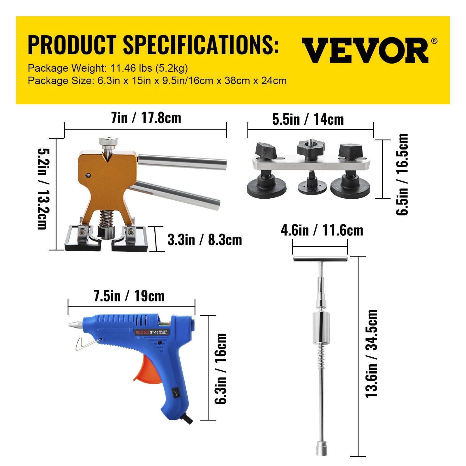 VEVOR Paintless Dent Repair Tools Hail Damage Remover 98 Pcs Body Dent Removal 7