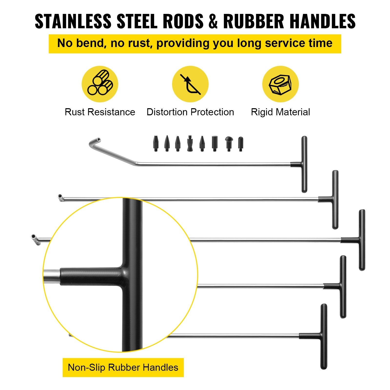 VEVOR Rods Dent Puller Stainless Steel Paintless Repair Kits Hail Removal 13 PCS 5