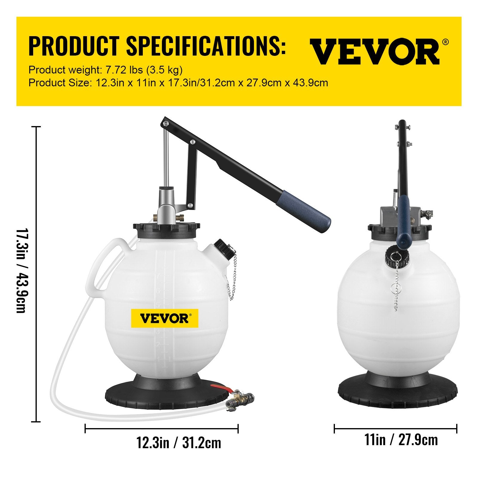 VEVOR Transmission Fluid Pressure Bleeder, 7.5L Large Capacity Transmission Oil Replacement Tool Set with 15 PCS ATF Filler Adapters, Transmission Oil Replacement Kit for Most Cars with Pressure Gauge 7