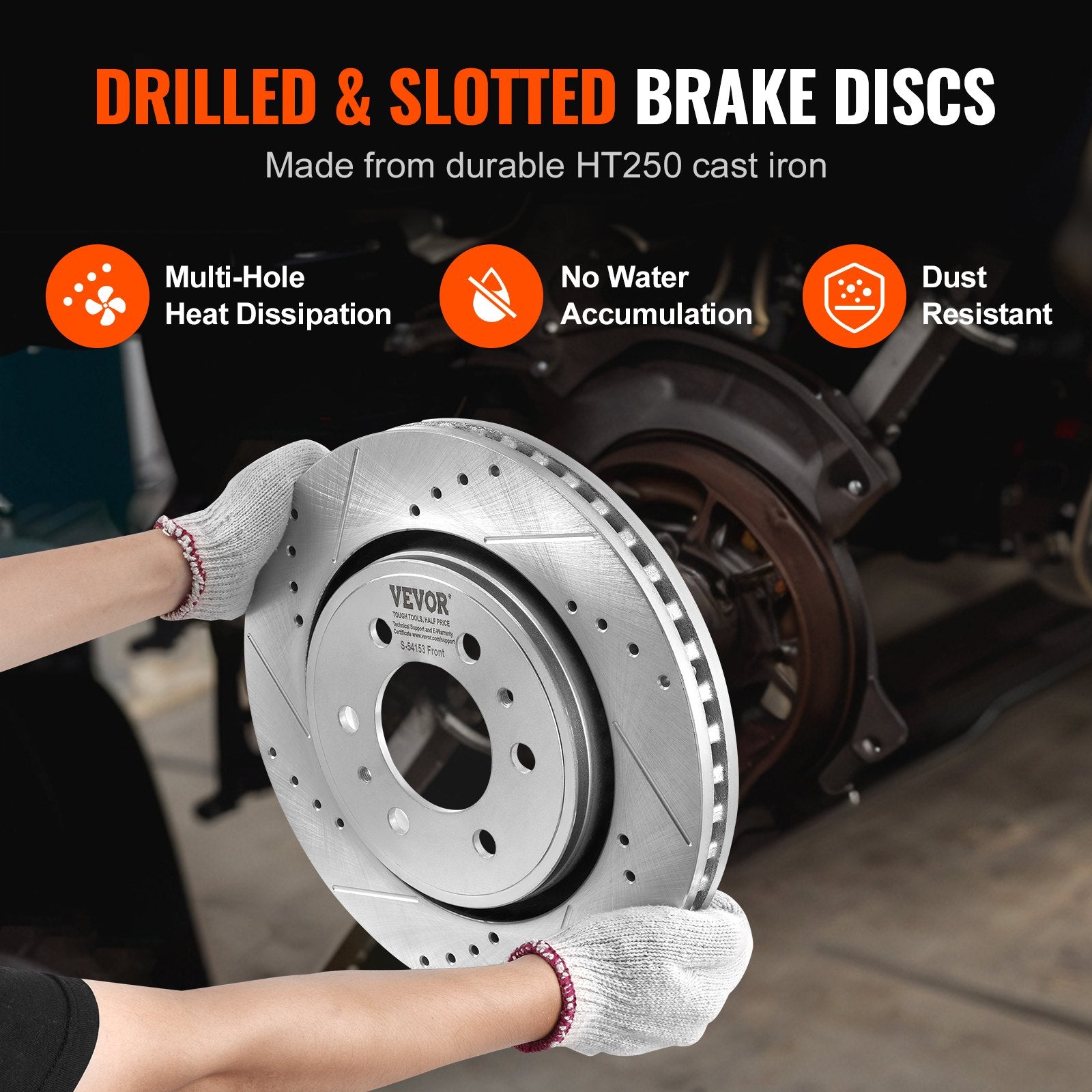 VEVOR Front and Rear Brake Kit Compatible with 2012-2020 Ford F-150(MPB Only), Drilled and Slotted Brake Rotors Ceramic Brake Pads Replacement, 13.8" Front Rotors 13.7" Rear Rotors 3