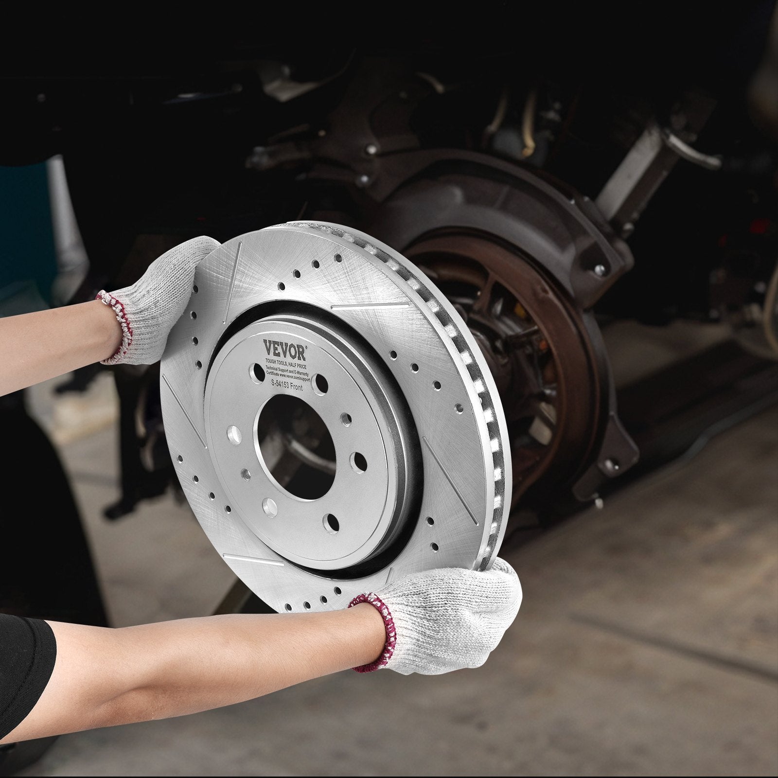 VEVOR Front and Rear Brake Kit Compatible with 2012-2020 Ford F-150(MPB Only), Drilled and Slotted Brake Rotors Ceramic Brake Pads Replacement, 13.8" Front Rotors 13.7" Rear Rotors 6