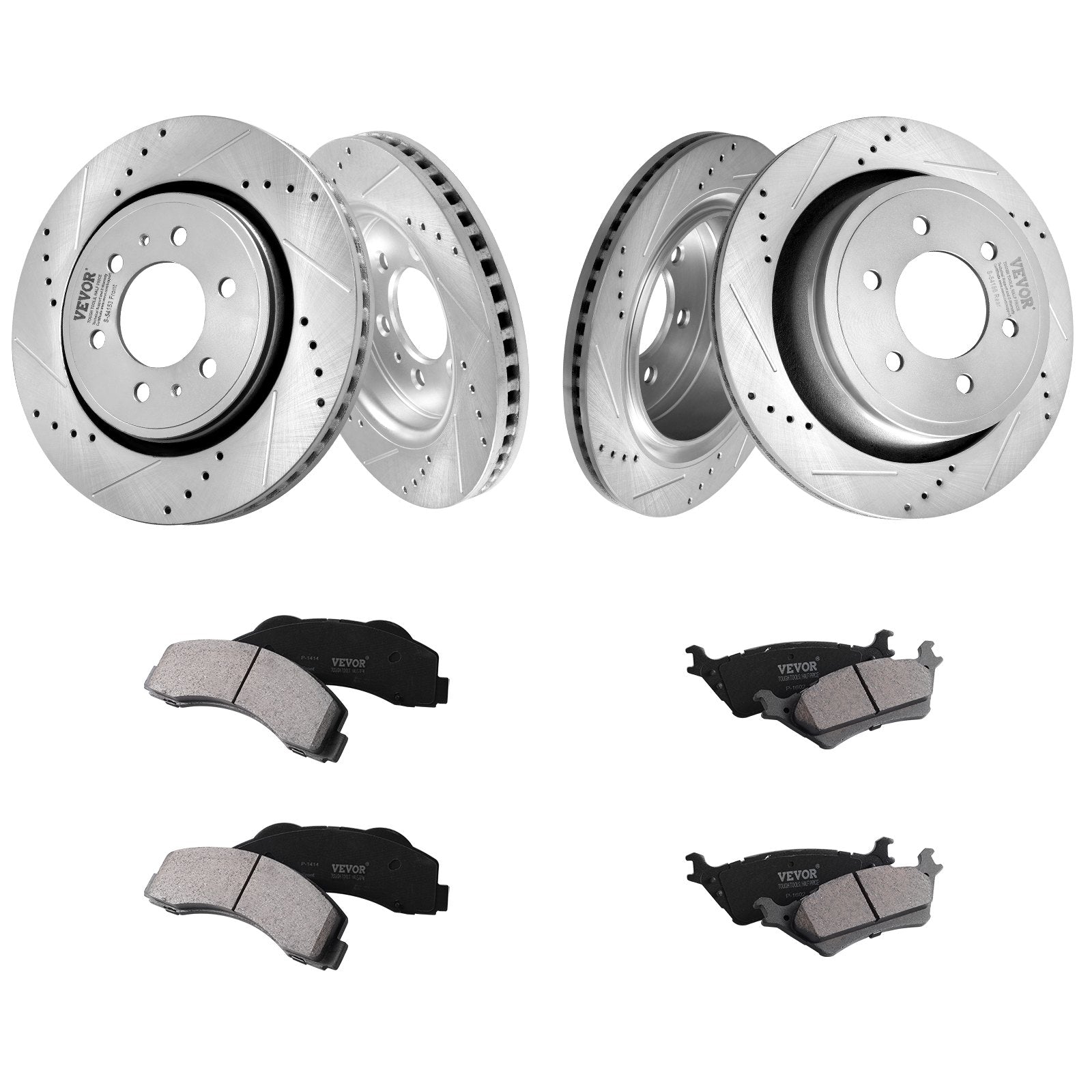 VEVOR Front and Rear Brake Kit Compatible with 2012-2020 Ford F-150(MPB Only), Drilled and Slotted Brake Rotors Ceramic Brake Pads Replacement, 13.8" Front Rotors 13.7" Rear Rotors 8