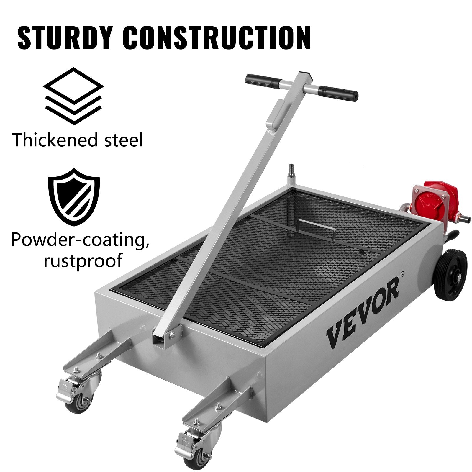 VEVOR Low Profile Oil Drain Pan Truck Drain Pan 57 L with Pump Hose Casters 7