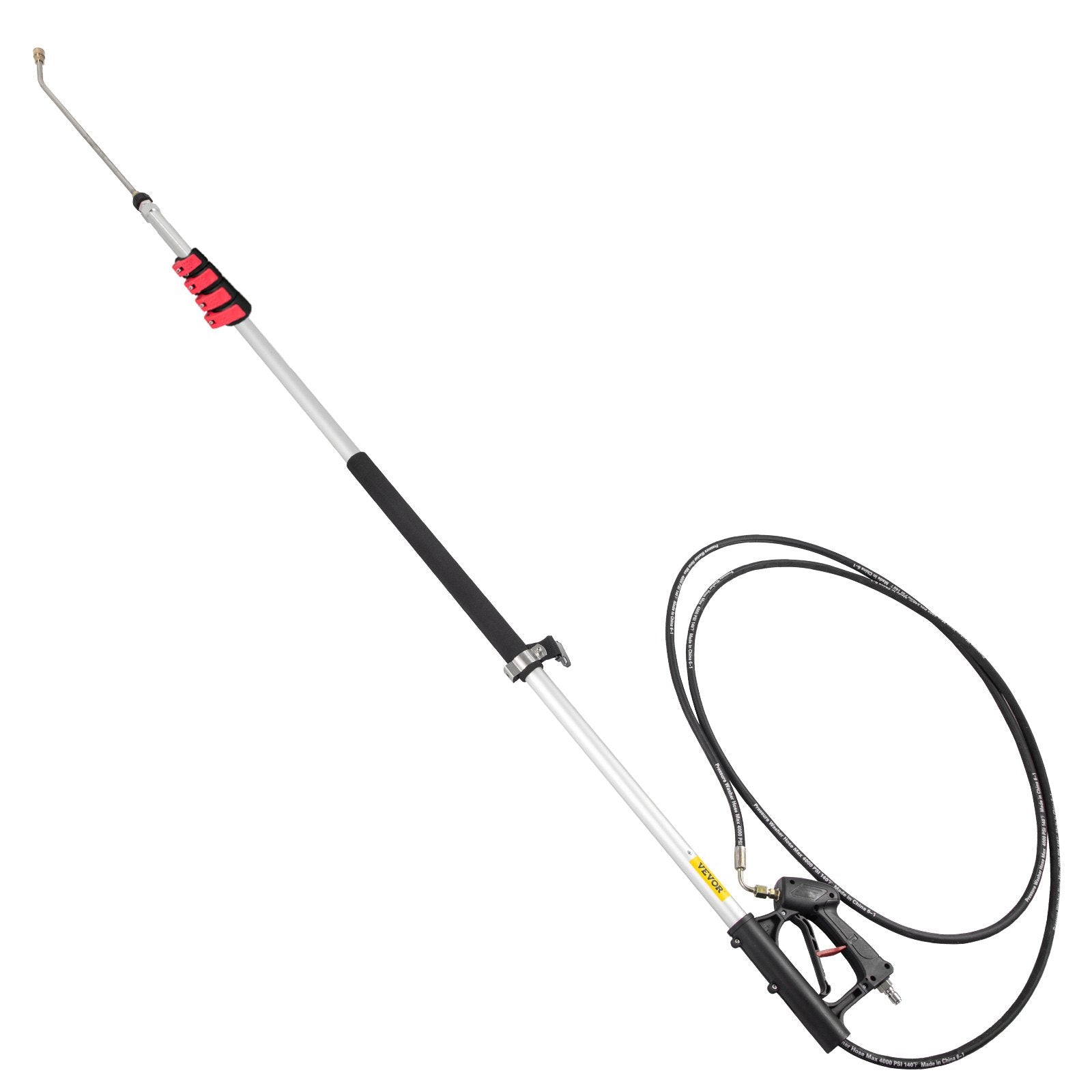 VEVOR Telescoping Pressure Washer Wand, 20 ft 5-Section Length Adjustable, Max. 4000 PSI Fit for 3/8'' Quick Connection, 5 Spray Nozzles, Belt, for Roof, Fence, Gutter, Silver 8