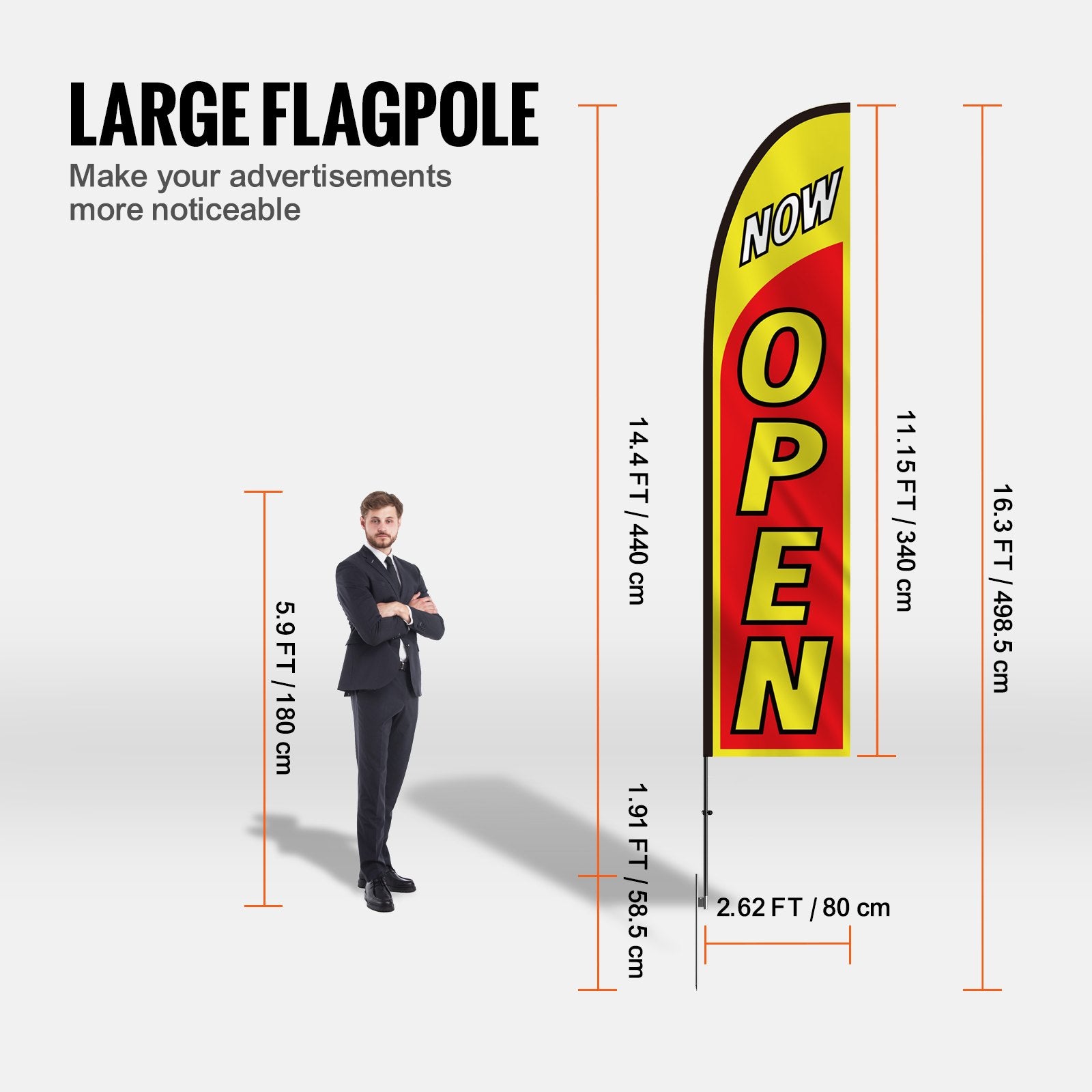 VEVOR Open Flags for Business Advertising Feather Flag Kit Open Look Welcome 3