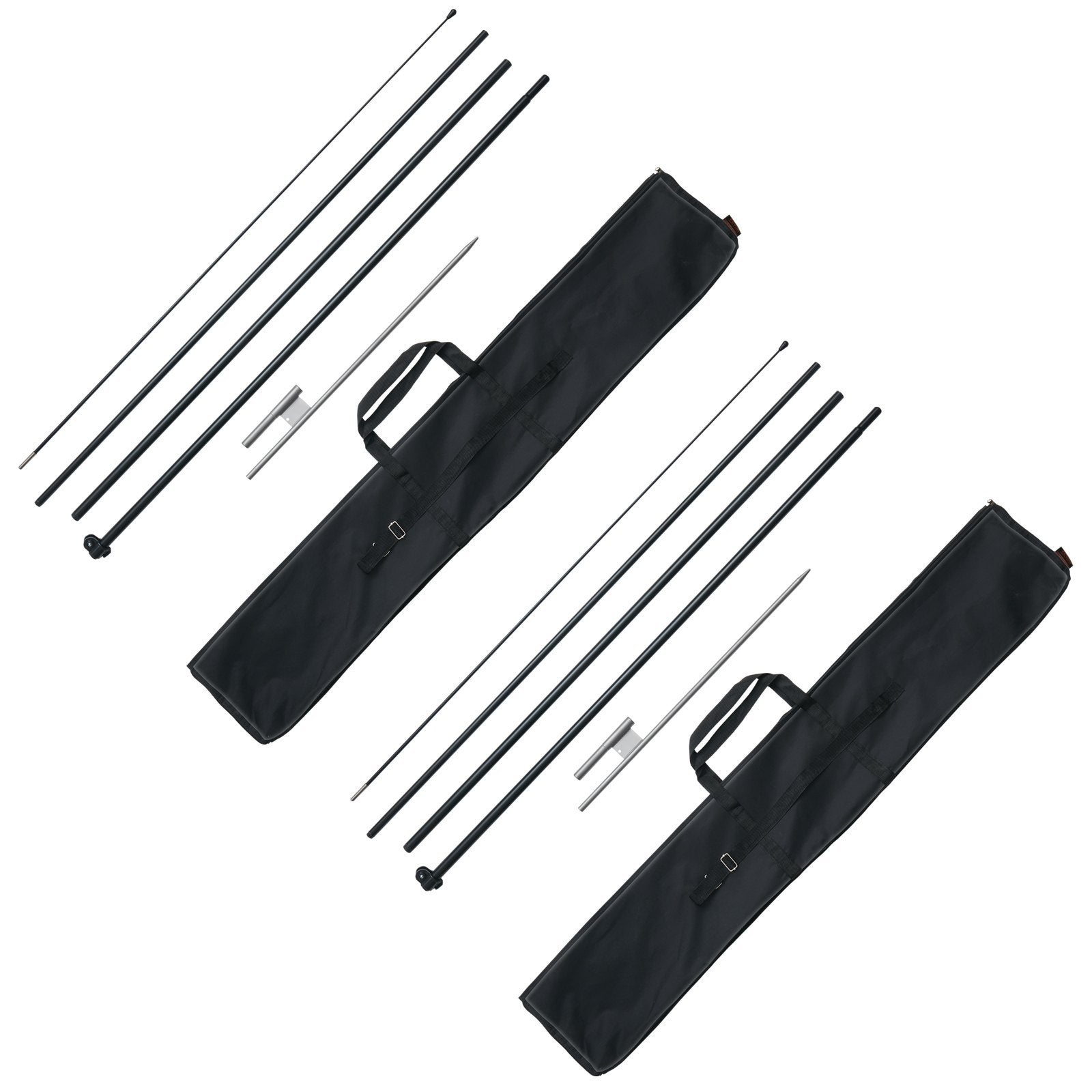 VEVOR Feather Flag Pole Kit 2 Packs Swooper Flag Pole 16.3 ft with Ground Stakes 9