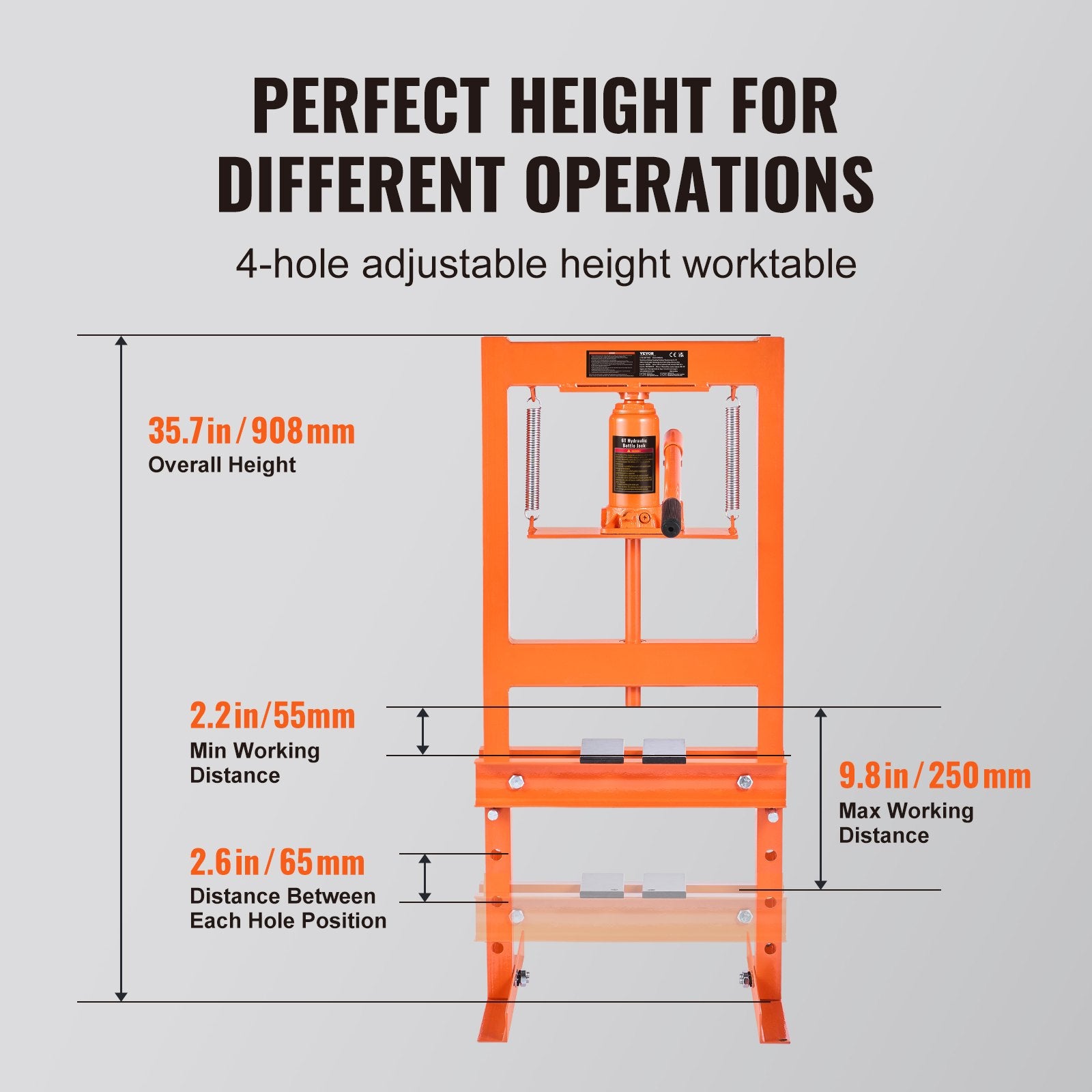VEVOR Hydraulic Shop Press 6 Ton with Press Plates H-Frame Benchtop Press Stand 4