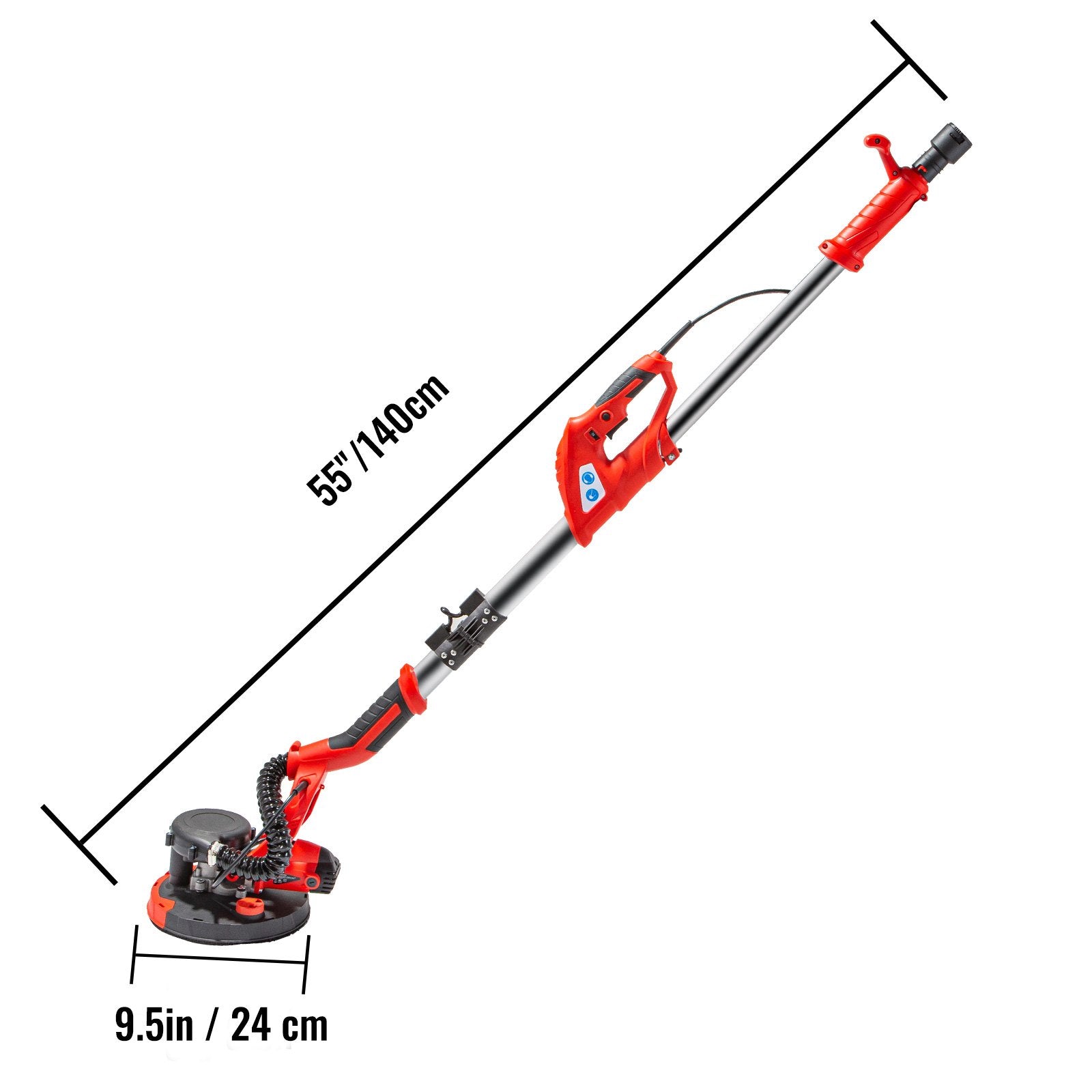 VEVOR Drywall Sander 750W Electric, Electric Sander Variable Speed 800-1750RPM, Drywall Sander Foldable Sheetrock Sander, with Telescope Handle ,Vacuum Bag Drywall Sanders 6 Sand Pads 8
