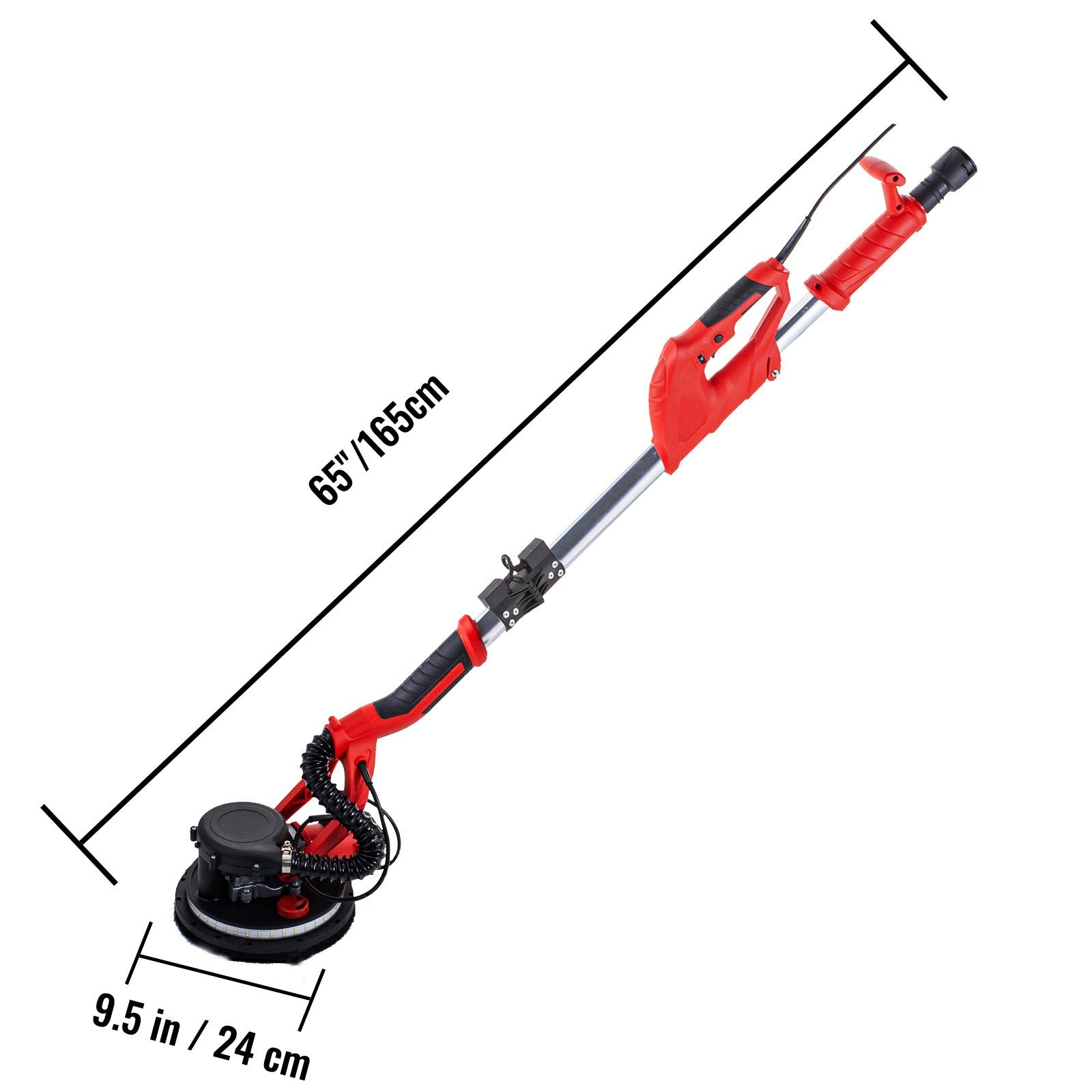 VEVOR Drywall Sander 750W, Electric Drywall Sander, Foldable Sheetrock Sander, with Telescope Handle, Electric Sander, Variable Speed 800-1750 RPM, Wall Sander, with LED Strip Light and Vacuum Bag 8
