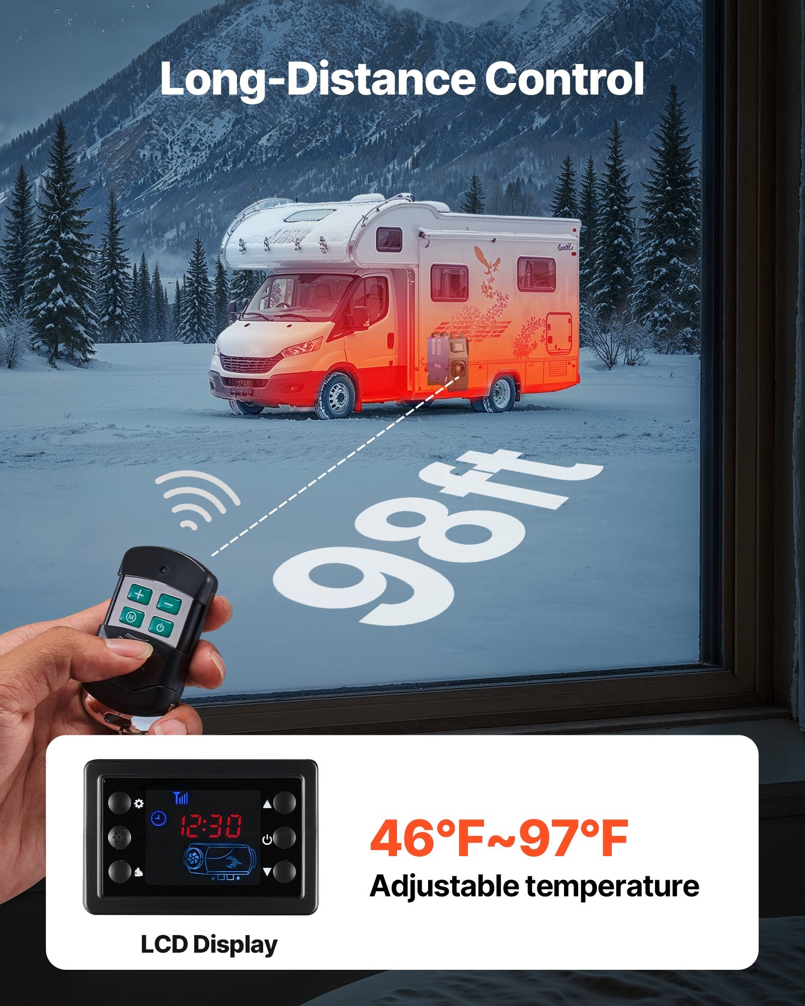 VEVOR Diesel Heater, 8KW, DC 12V/24V, All in One Portable Diesel Air Heater with Remote Control and LCD Screen, Fast Heating Low Noise, 5 L Fuel Tank for Vehicles, Vans, RVs, Campers, and Trucks 5