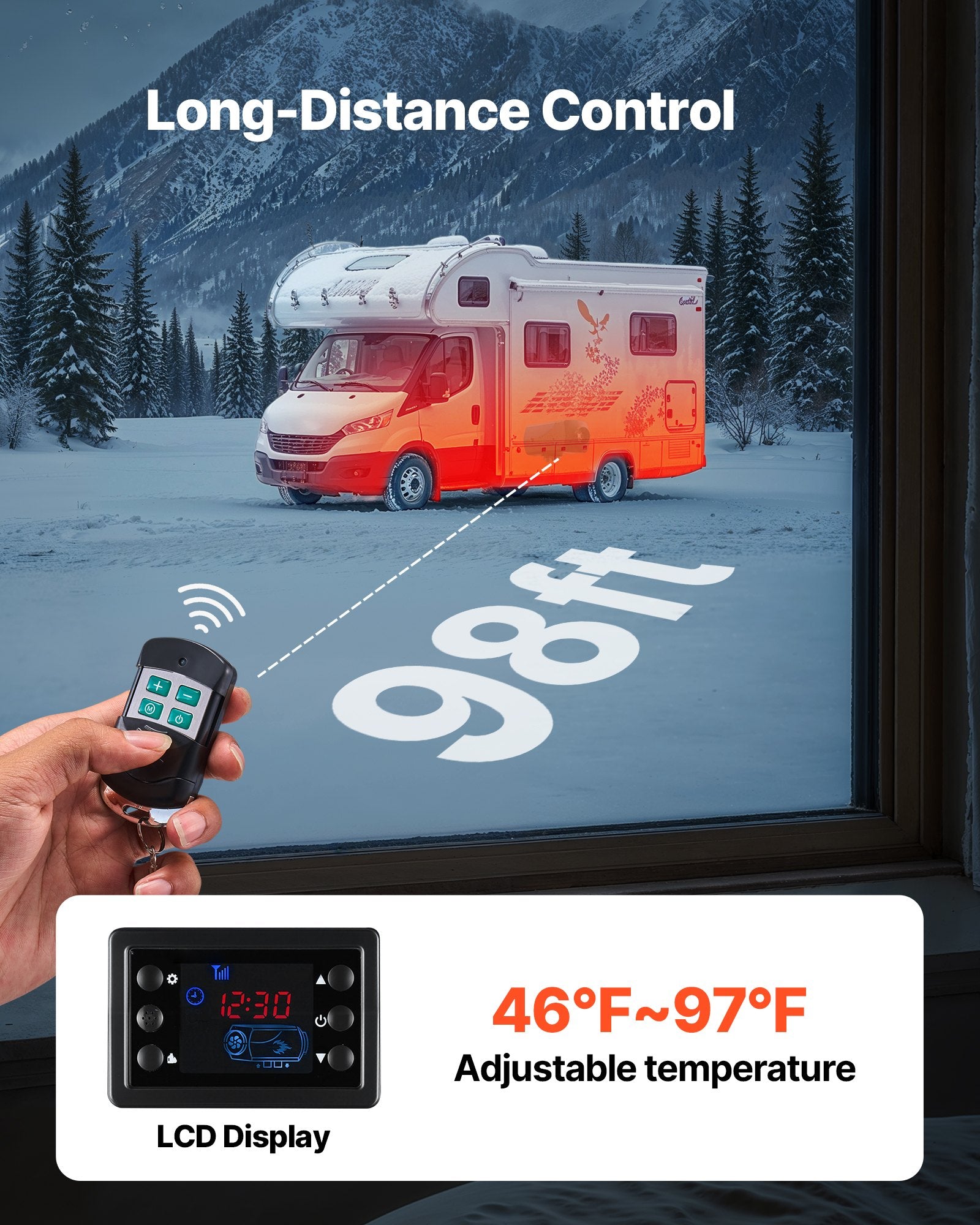 VEVOR Diesel Heater, 8KW, DC 12V/24V, Portable Diesel Air Heater with Remote Control and LCD Screen, Fast Heating Low Noise, 10 L Large Fuel Tank for Vehicles, Vans, RVs, Campers, and Trucks 5