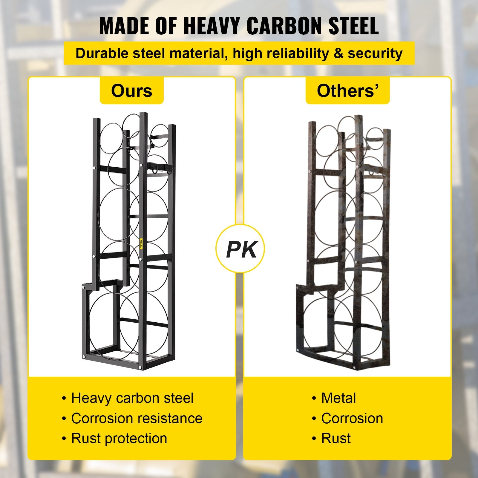 VEVOR Refrigerant Tank Rack Cylinder Tank Rack w/ 1*50lb 2*30lb &3 Small Bottles 3