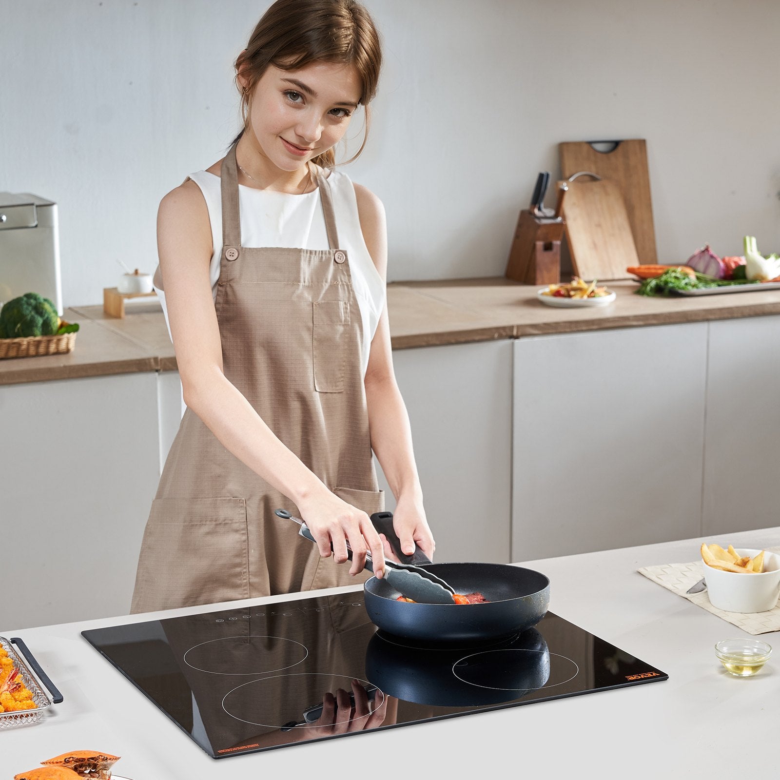 VEVOR Built-in Electric Cooktop Radiant Ceramic Cooktop 4 Burners 23.2x20.5 inch 8