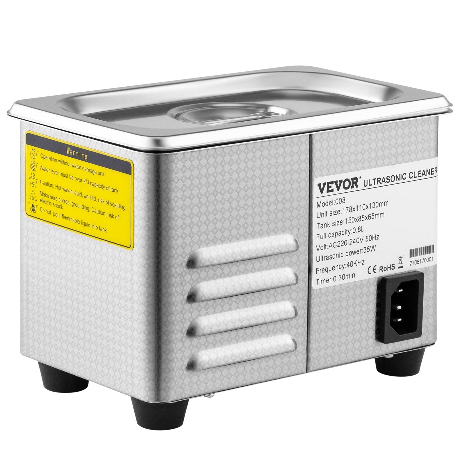 VEVOR 0.8L Professional Ultrasonic Cleaner 304 Stainless Steel Digital Lab Ultrasonic Cleaner with Timer for Jewelry Watch Glasses Circuit Board Dentures Small Parts Dental Instrument (0.8L) 10