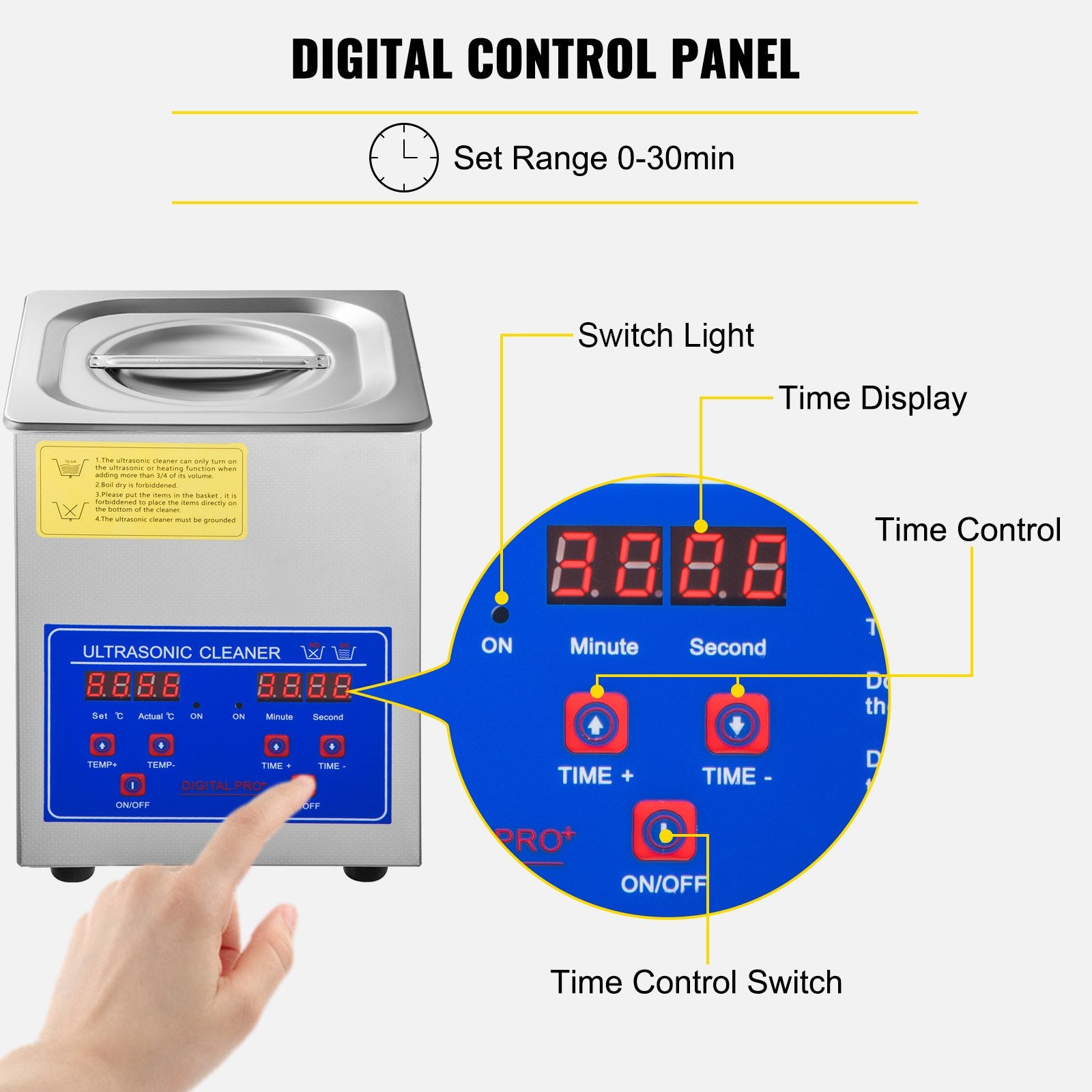 Vevor Ultrasonic Cleaner 1.3 L Ultrasonic Parts Cleaner with Heater Timer, 5