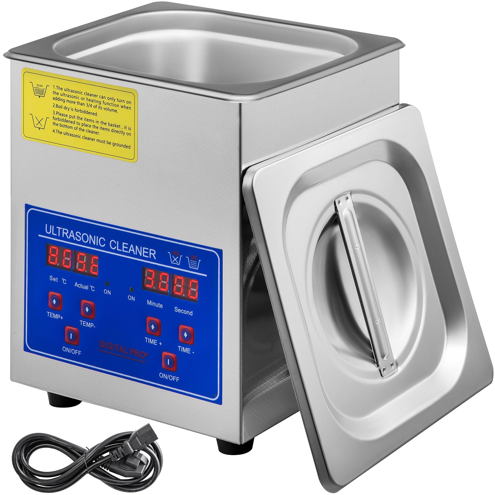 Vevor Ultrasonic Cleaner 1.3 L Ultrasonic Parts Cleaner with Heater Timer, 8