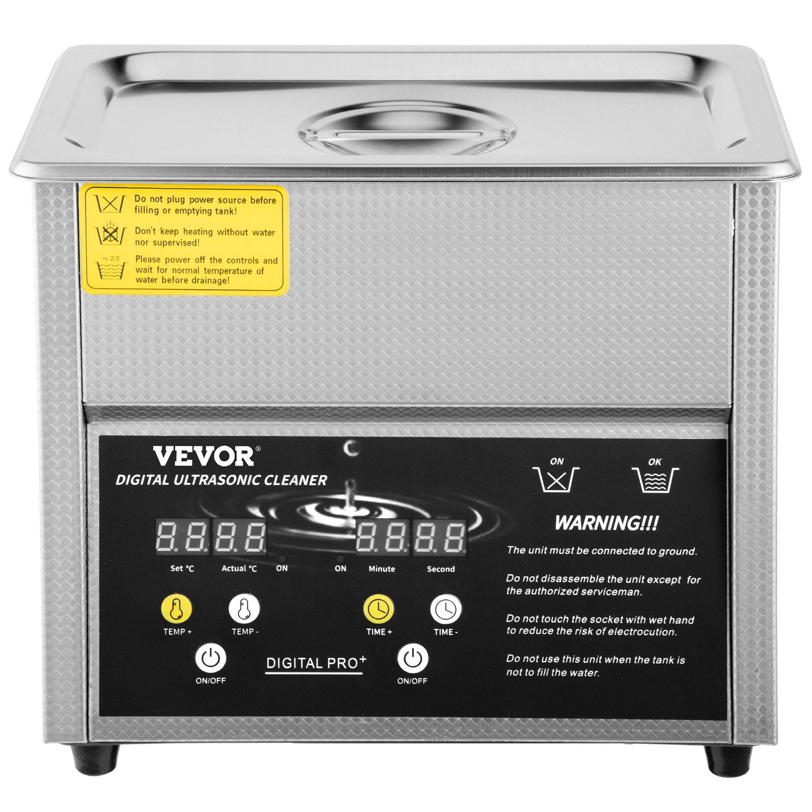 VEVOR Digital Ultrasonic Cleaner 3L Ultrasonic Cleaning Machine 220V 50kHz Sonic Cleaner Machine 304 Stainless Steel Ultrasonic Cleaner Machine with Heater and Timer for Cleaning Jewelry Glasses Watch 9