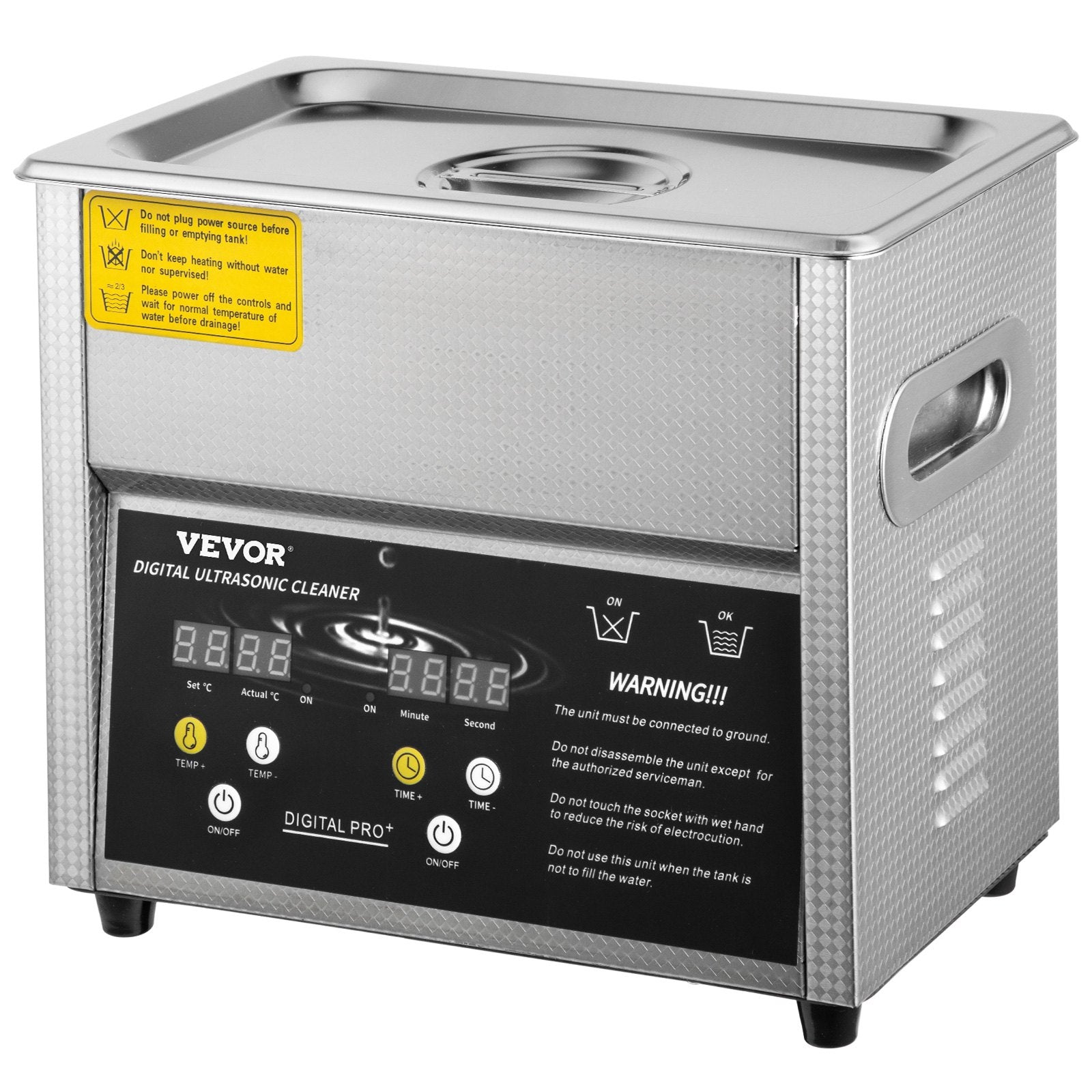 VEVOR Digital Ultrasonic Cleaner 3L Ultrasonic Cleaning Machine 220V 50kHz Sonic Cleaner Machine 304 Stainless Steel Ultrasonic Cleaner Machine with Heater and Timer for Cleaning Jewelry Glasses Watch 10