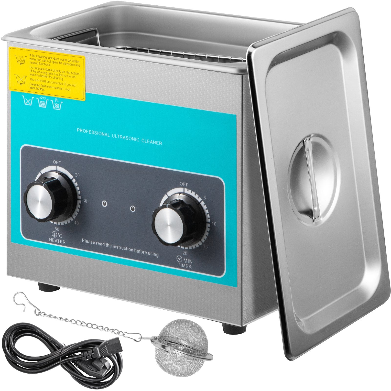 VEVOR Knob Ultrasonic Cleaner 3L 40kHz Ultrasonic Cleaning Machine Knob Control Sonic Cleaner 304 Stainless Steel Ultrasonic Cleaner Machine with Heater & Timer for Cleaning Jewelry Eyeglasses Watches 6