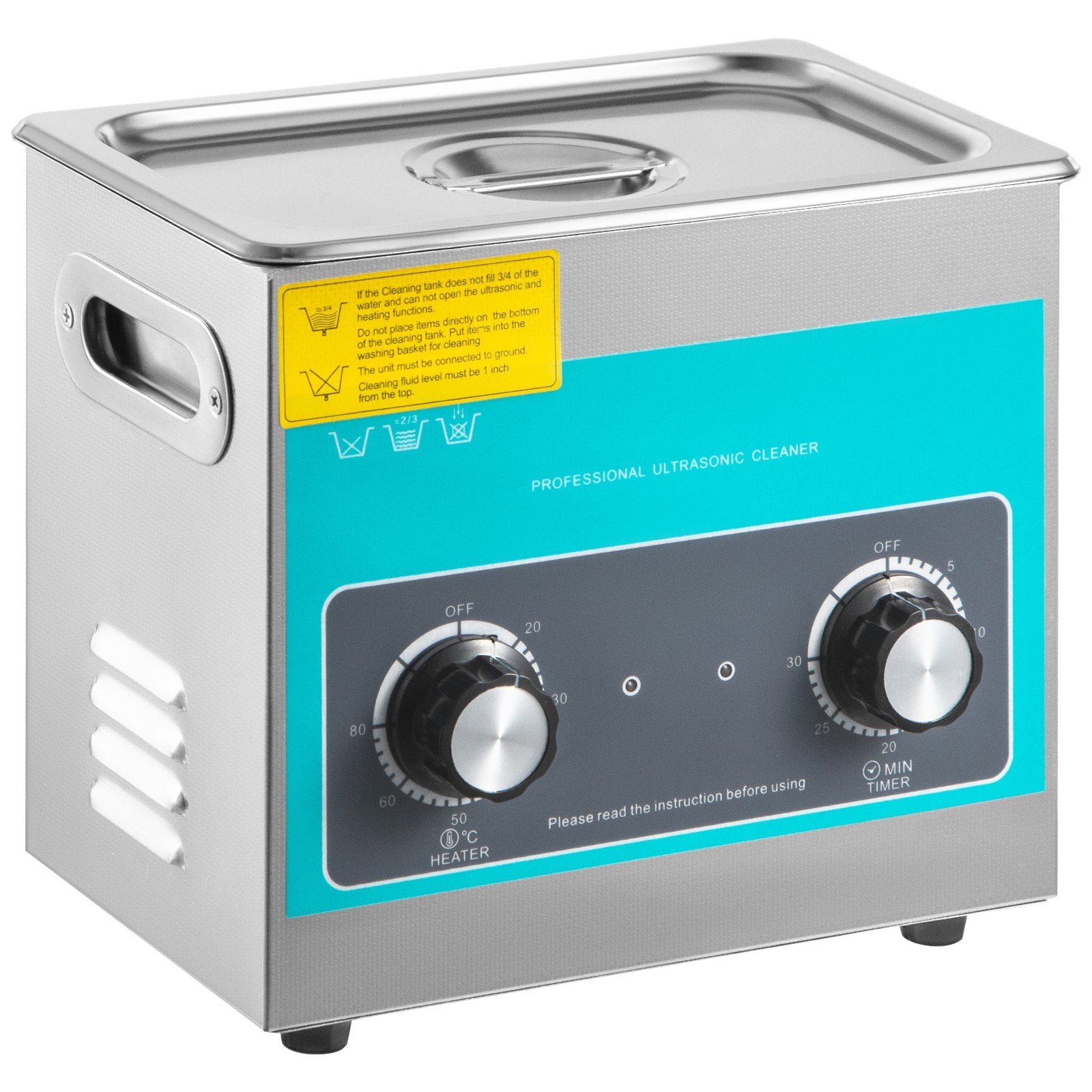 VEVOR Knob Ultrasonic Cleaner 3L 40kHz Ultrasonic Cleaning Machine Knob Control Sonic Cleaner 304 Stainless Steel Ultrasonic Cleaner Machine with Heater & Timer for Cleaning Jewelry Eyeglasses Watches 8