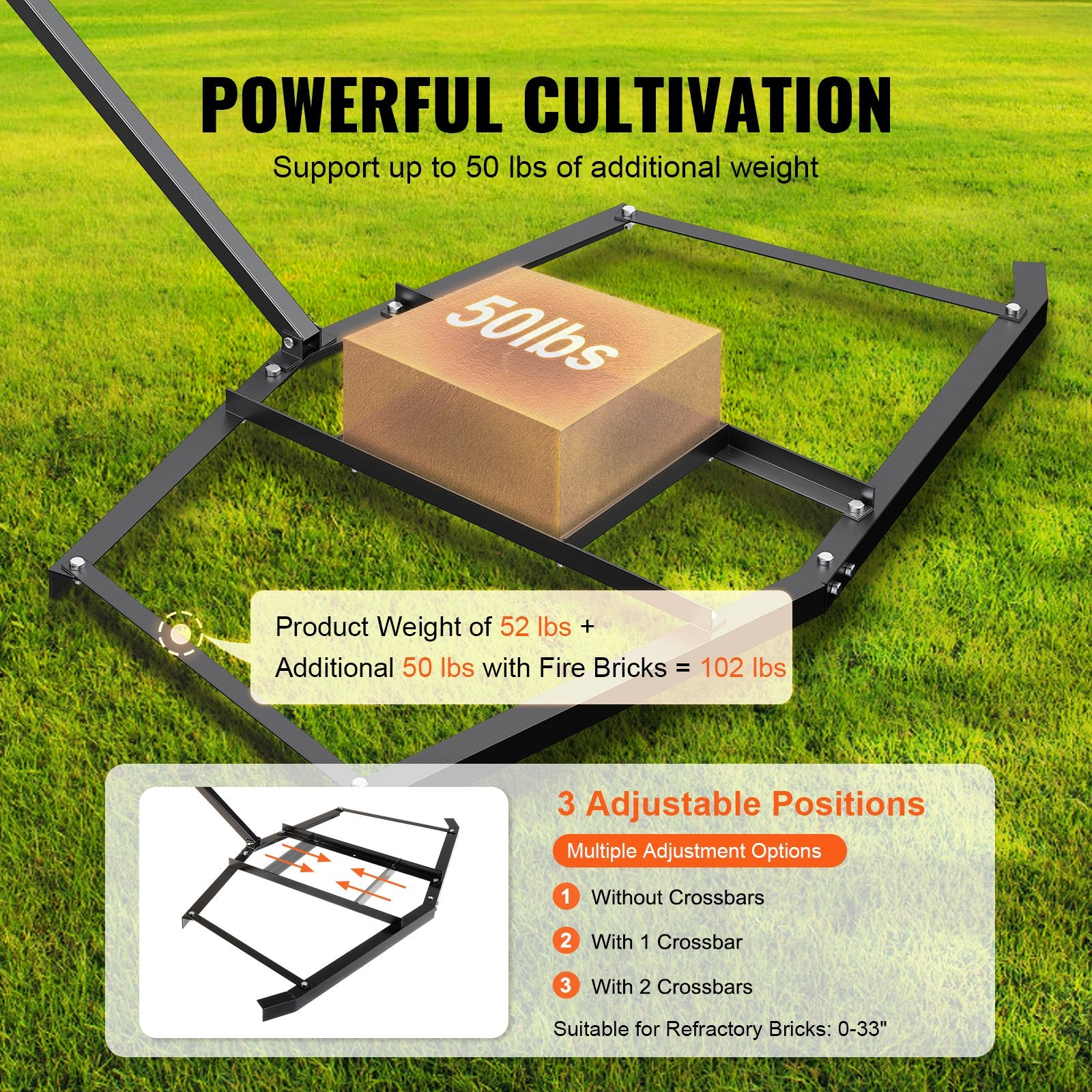 VEVOR Driveway Drag, 76.57" Width Tow Behind Drag Harrow, Q235 Steel Driveway Grader with Adjustable Bars, Support up to 50 lbs, Driveway Tractor Harrow for ATVs, UTVs, Garden Lawn Tractors 4