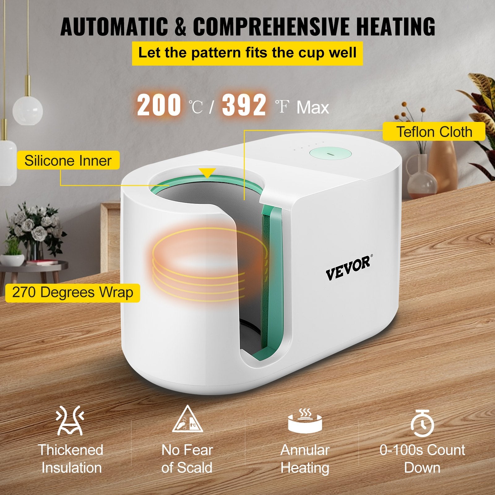 VEVOR Mug Press Machine Automatic Heat Press Sublimation Printing 11-15oz Cup 4