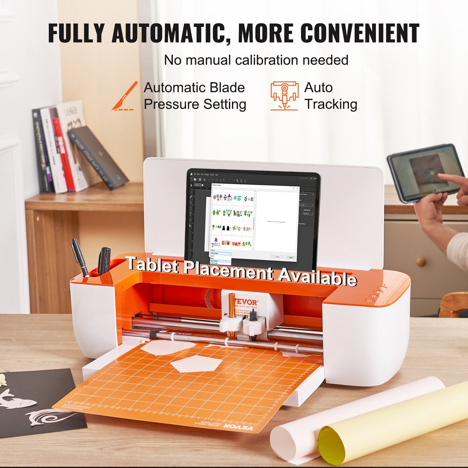 VEVOR Vinyl Cutter Machine, Bluetooth Connectivity DIY Cutting Machine, Compatible with iOS, Android, Windows and Mac, Massive Designs Included, for Creating Customized Cards, Home Decor 4