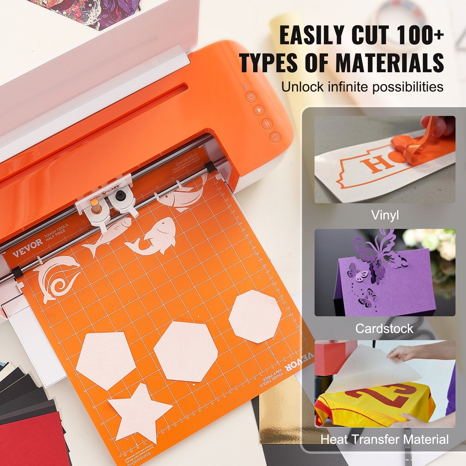 VEVOR Vinyl Cutter Machine, Bluetooth Connectivity DIY Cutting Machine, Compatible with iOS, Android, Windows and Mac, Massive Designs Included, for Creating Customized Cards, Home Decor 6