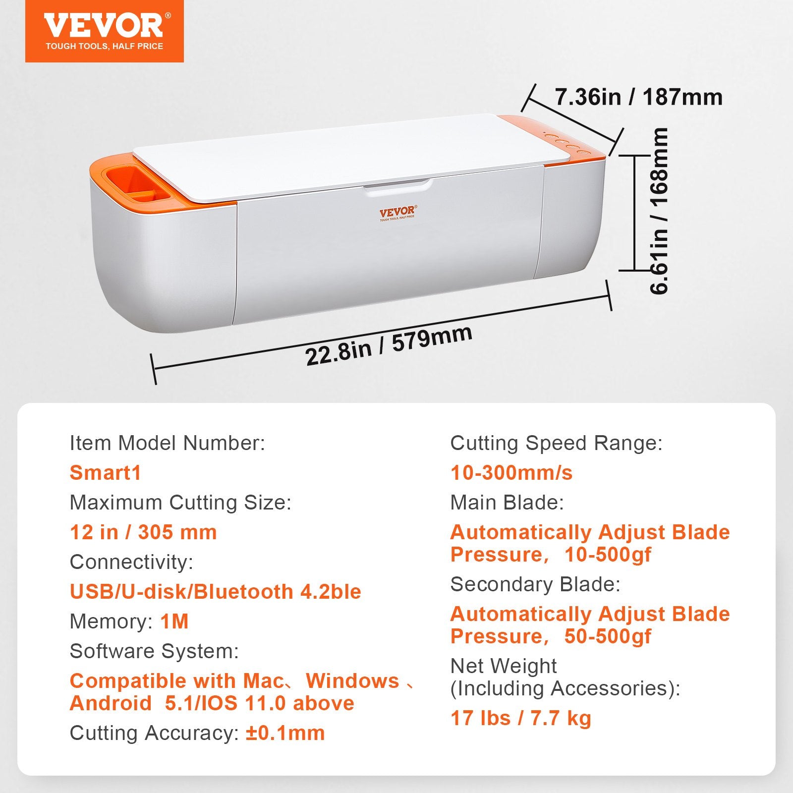VEVOR Vinyl Cutter Machine, Bluetooth Connectivity DIY Cutting Machine, Compatible with iOS, Android, Windows and Mac, Massive Designs Included, for Creating Customized Cards, Home Decor 7