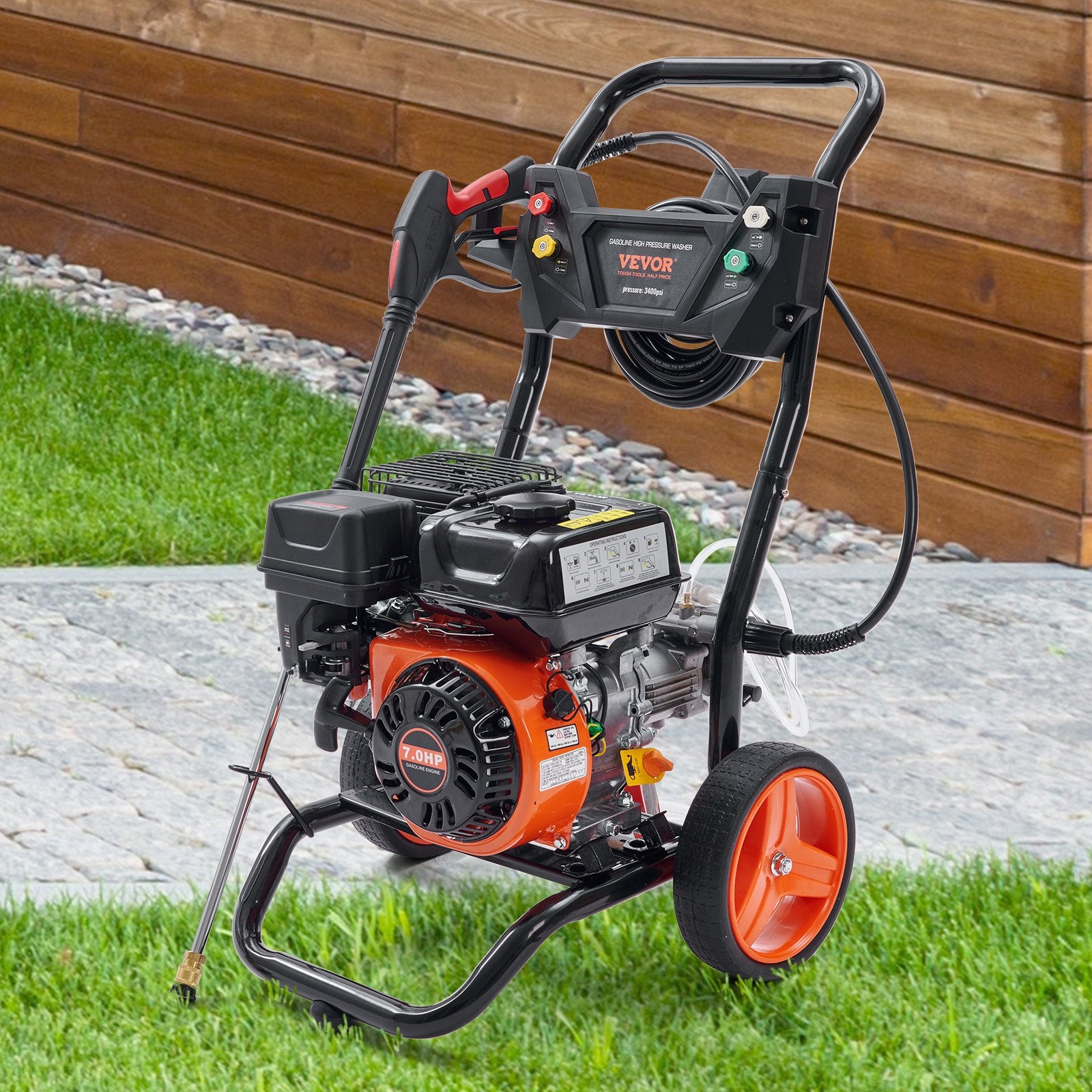 VEVOR Gas Pressure Washer Gas Powered Washer 3400 PSI 2.6 GPM 210cc 5 Nozzles 8