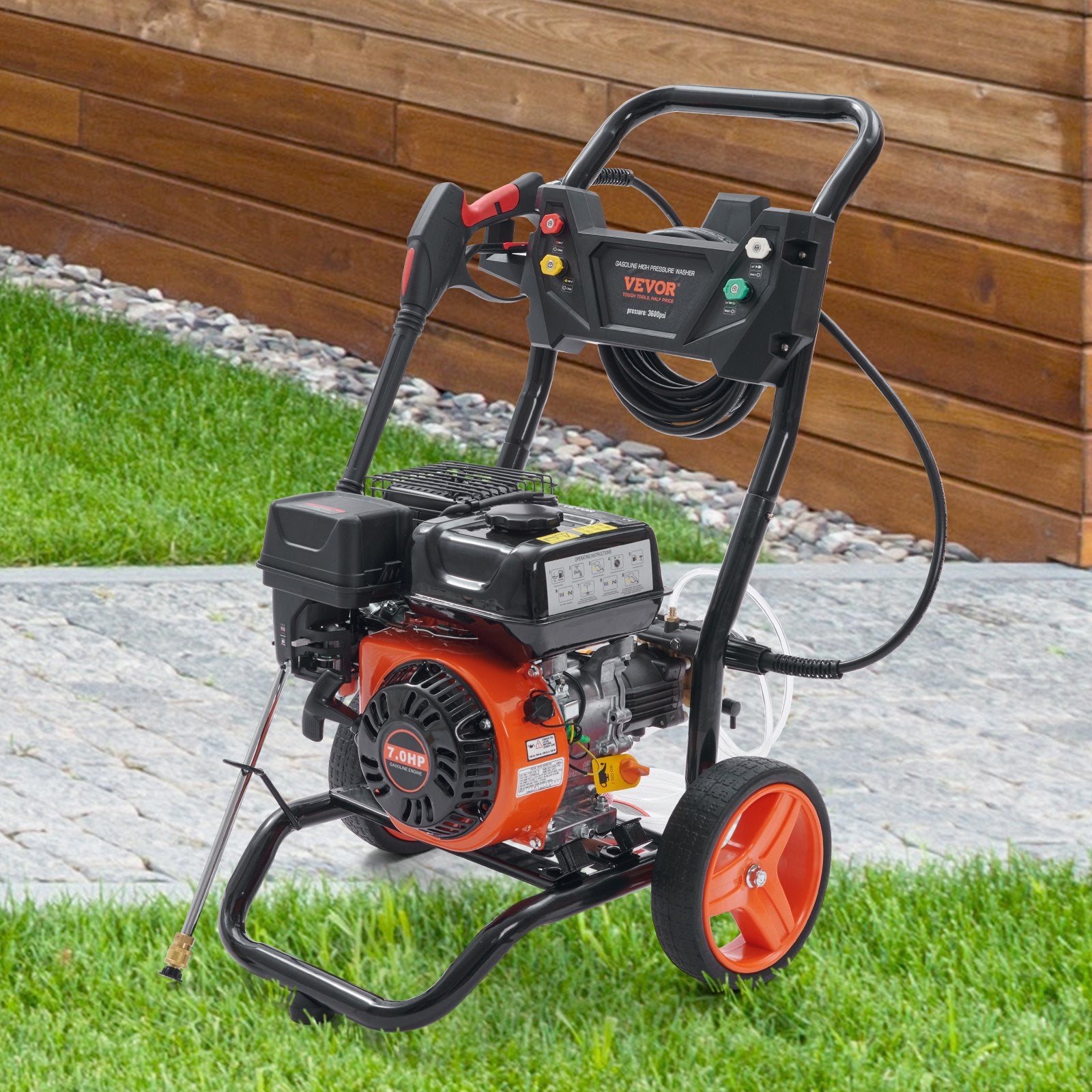 VEVOR Gas Pressure Washer Gas Powered Washer 3600 PSI 2.6 GPM 210cc 5 Nozzles 8