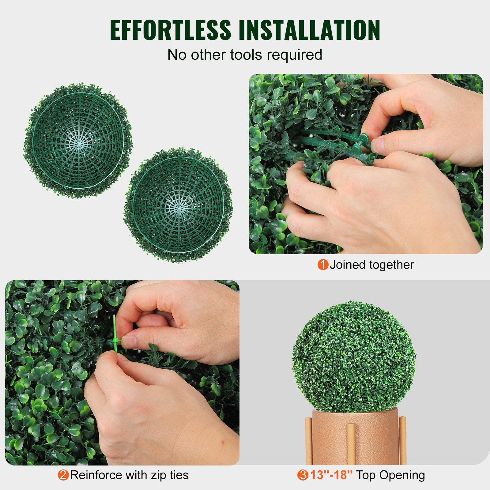 VEVOR Artificial Topiaries Boxwood Trees, (2 Pieces), Ball-Shape Faux Topiaries Plant, All-year Green Feaux Plant Decorative Balls for Backyard, Balcony,Garden, Wedding and Home 5